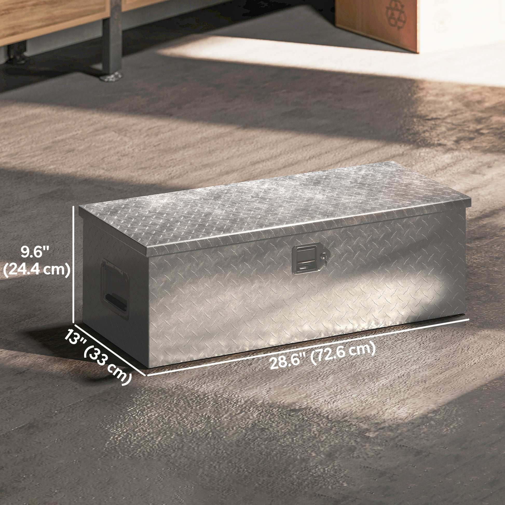 Aosom 30" Aluminum Truck Bed Tool Box - Silver 11.4 Gallon-Home Improvement > Tools > Tool Organizers-DECOROLALA