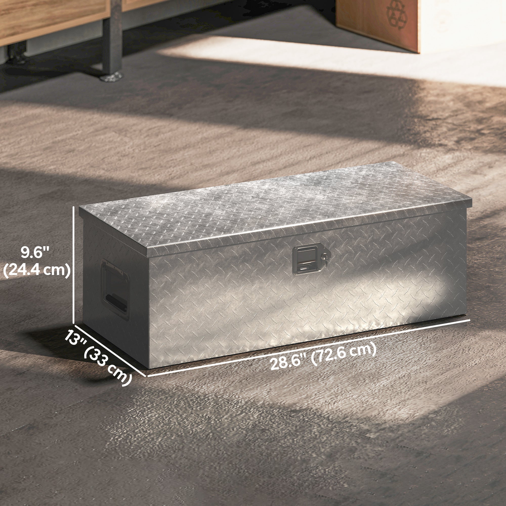 Aosom 30" Aluminum Truck Bed Tool Box - Silver 11.4 Gallon-Home Improvement > Tools > Tool Organizers-DECOROLALA