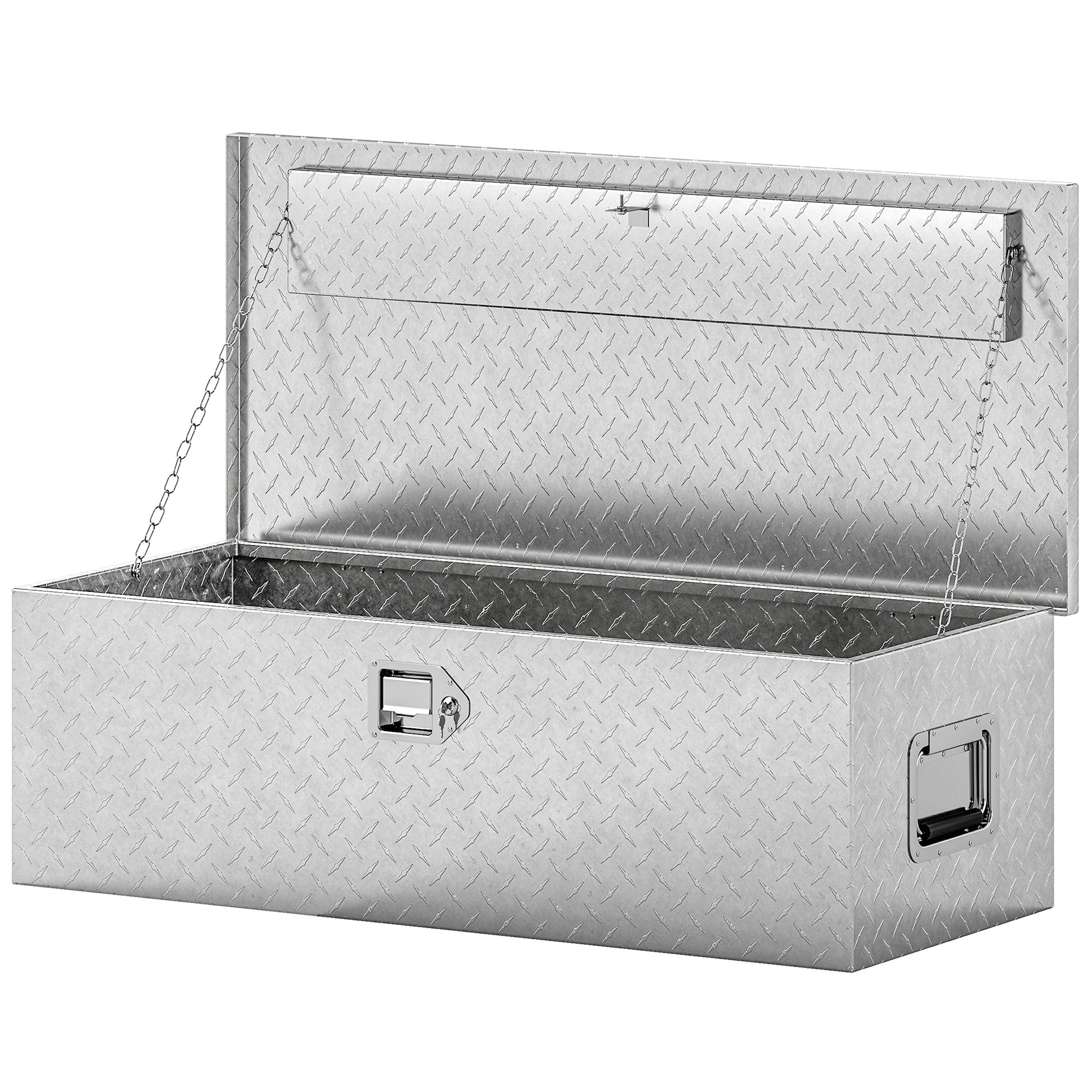 Aosom 30" Aluminum Truck Bed Tool Box - Silver 11.4 Gallon-Home Improvement > Tools > Tool Organizers-DECOROLALA