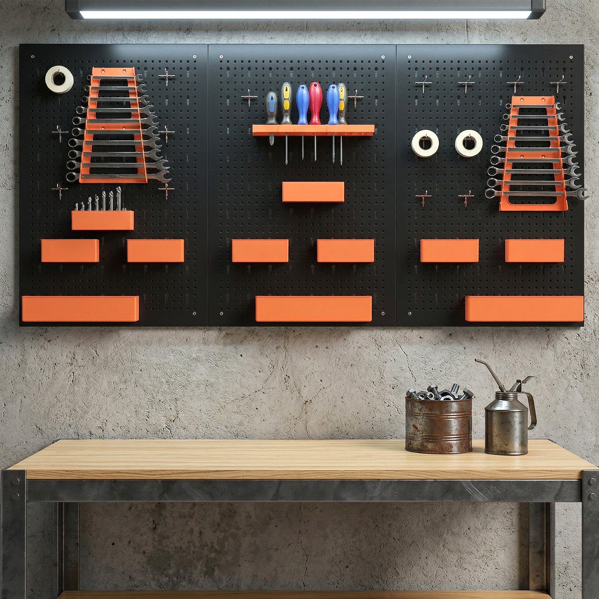 Aosom 33-Piece Metal Pegboard Tool Organizer - Black/Orange-Home Improvement > Tools > Tool Organizers-DECOROLALA