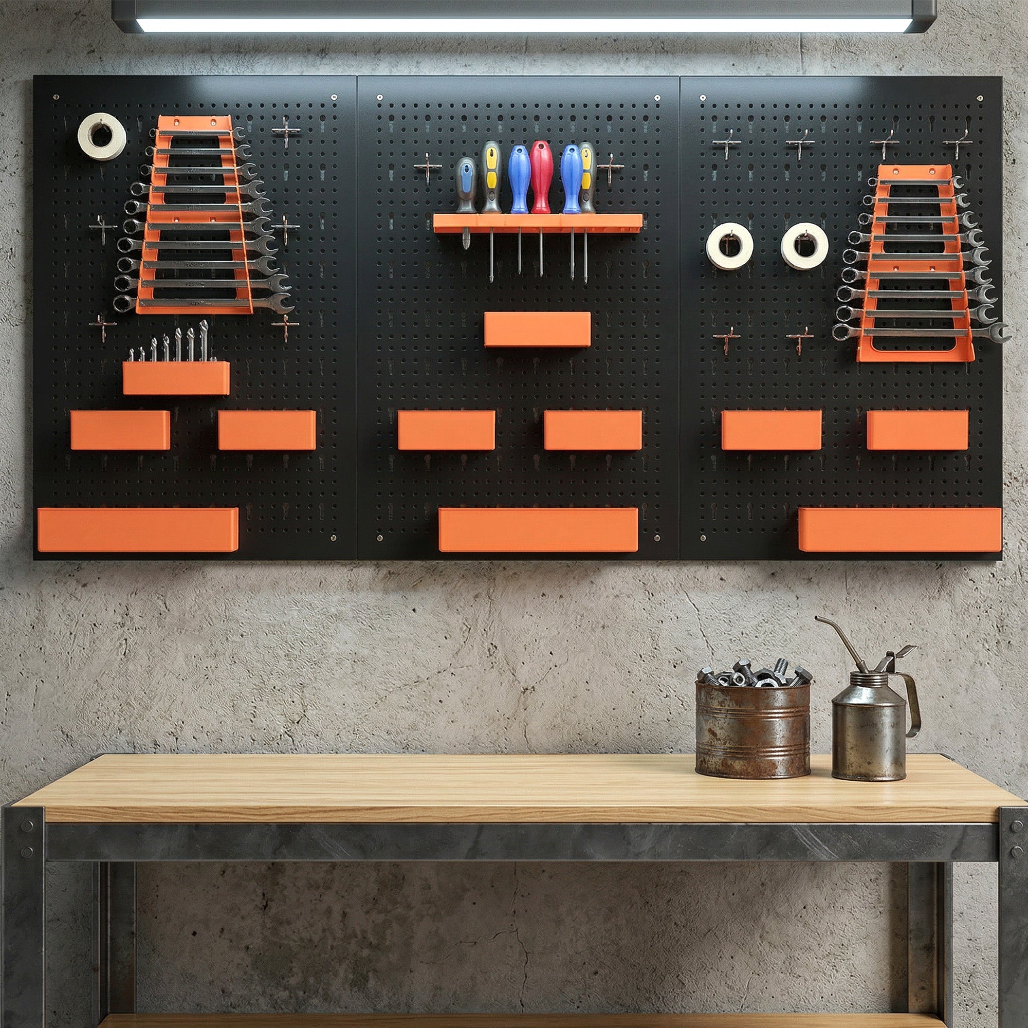 Aosom 33-Piece Metal Pegboard Tool Organizer - Black/Orange-Home Improvement > Tools > Tool Organizers-DECOROLALA