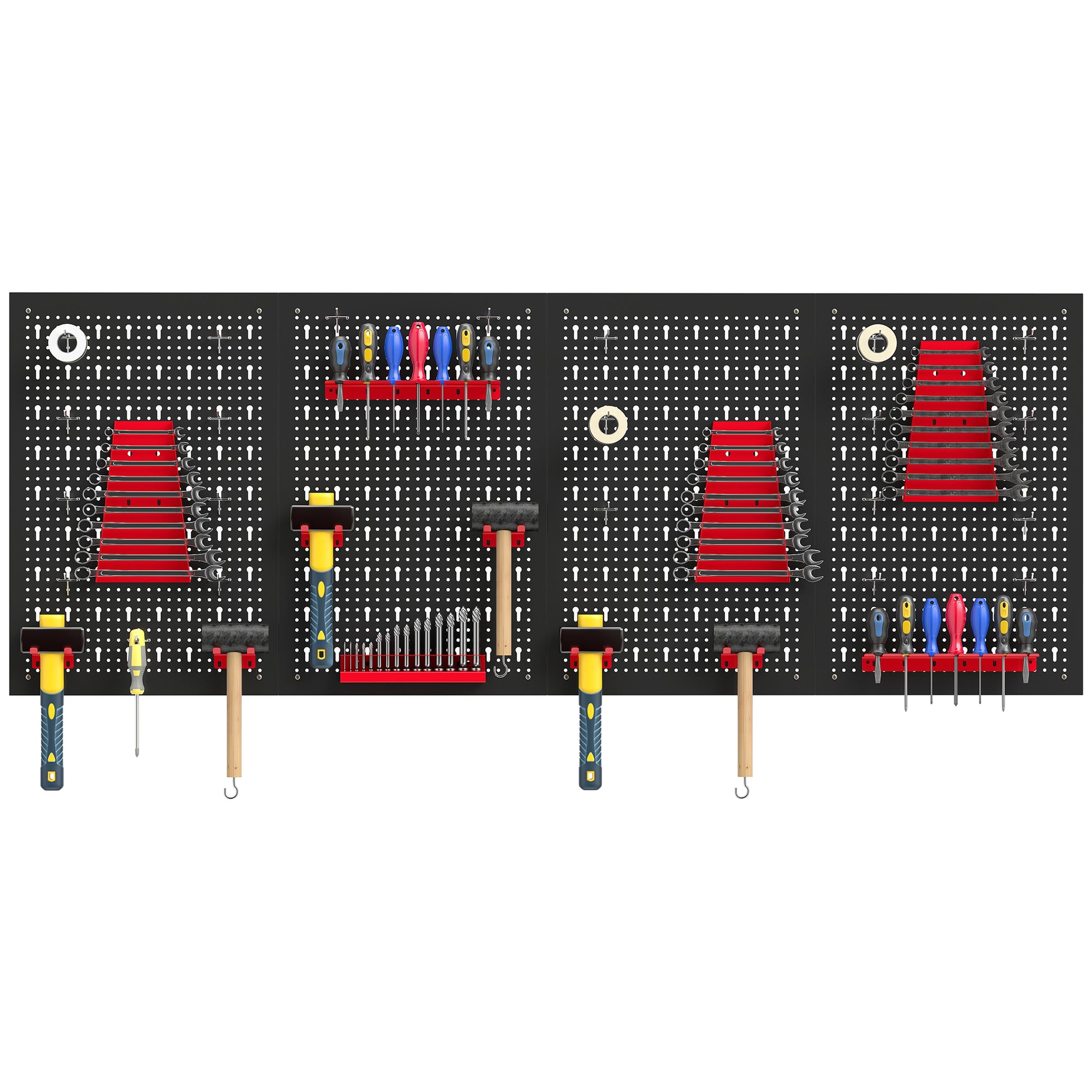 Aosom 38-Piece Steel Pegboard Tool Organizer - Black and Red-Home Improvement > Tools > Tool Organizers-DECOROLALA