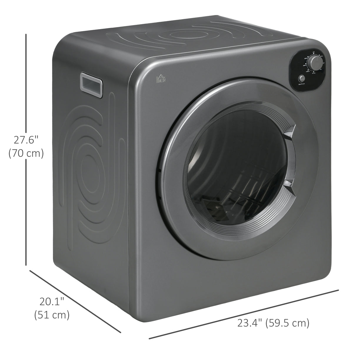 Aosom 3.22 Cu. Ft. Portable Electric Laundry Dryer 1300W - Grey-Dryer Machines-DECOROLALA