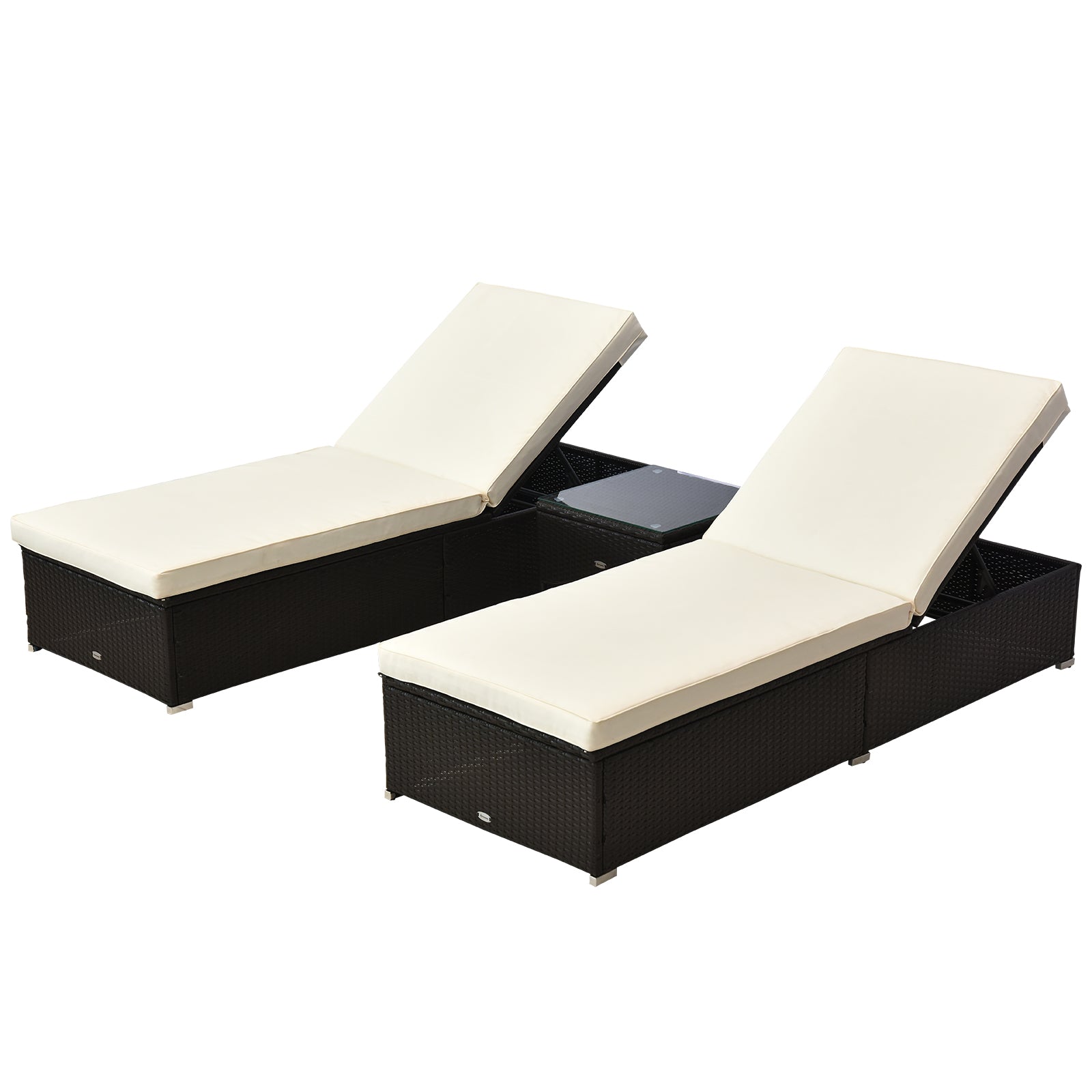 Aosom 3pc Lounge Set with Adjustable Table - Outdoor Patio Rattan-DECOROLALA