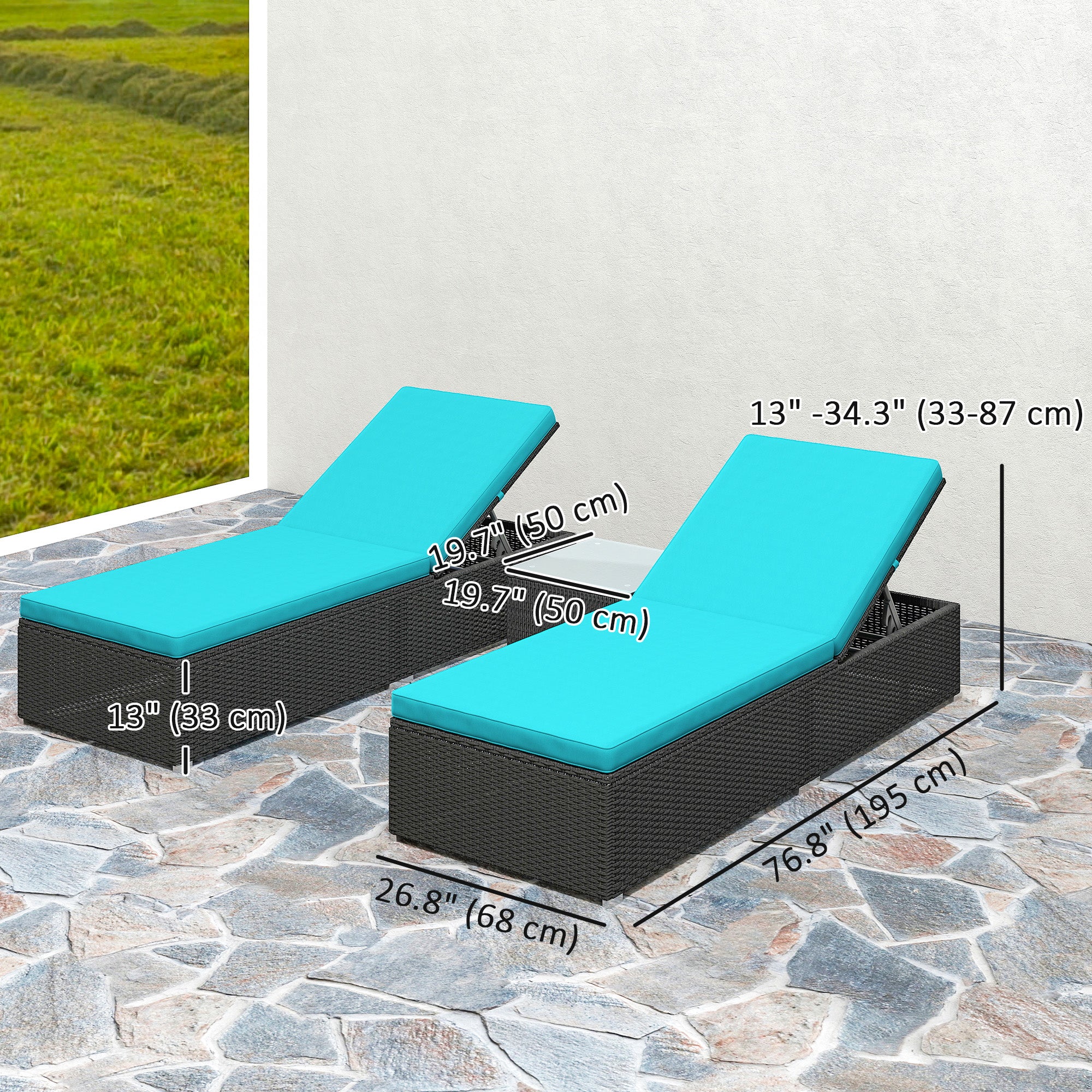 Aosom 3pc Rattan Lounge Chair Set with Table-DECOROLALA