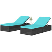 Aosom 3pc Rattan Lounge Chair Set with Table-DECOROLALA