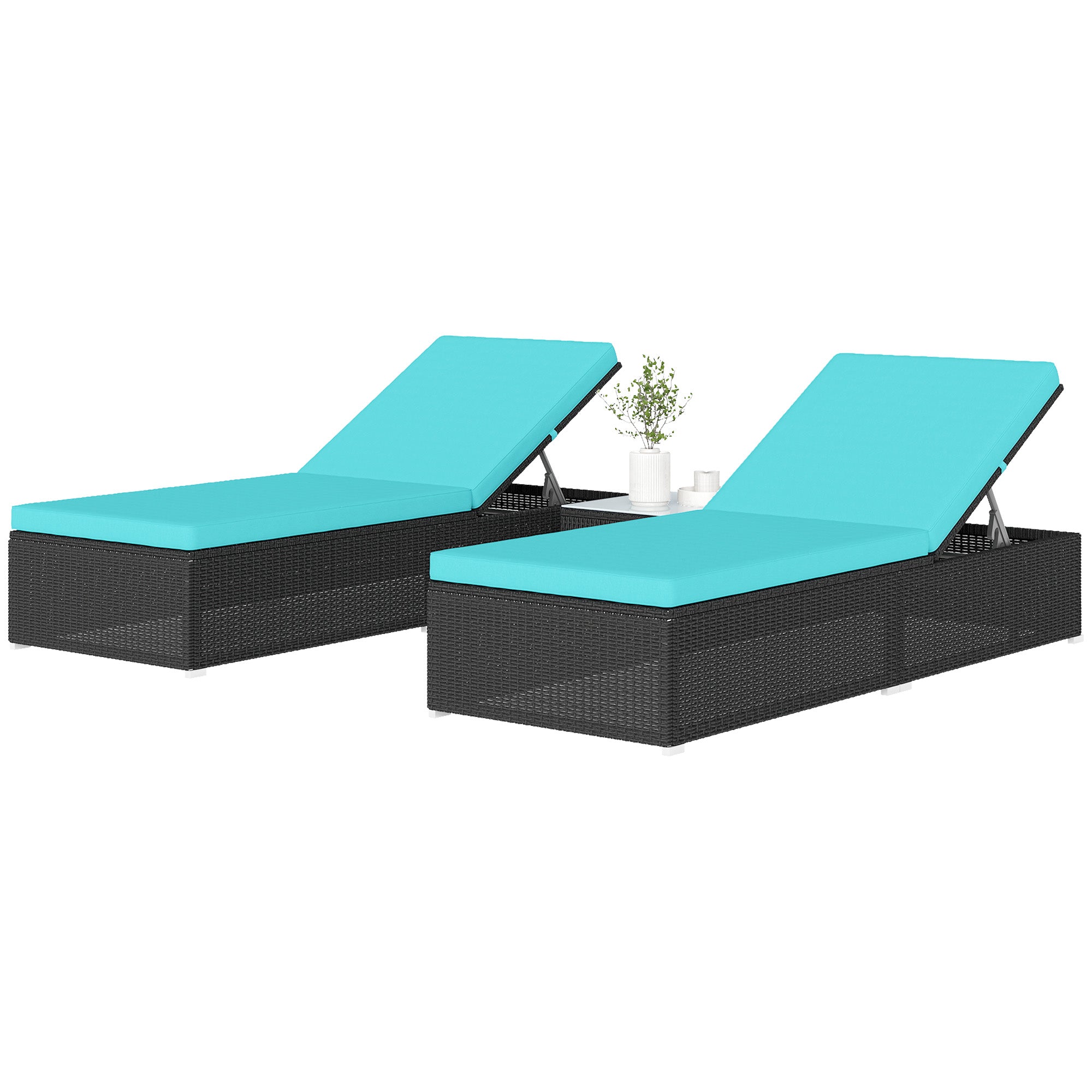 Aosom 3pc Rattan Lounge Chair Set with Table-DECOROLALA