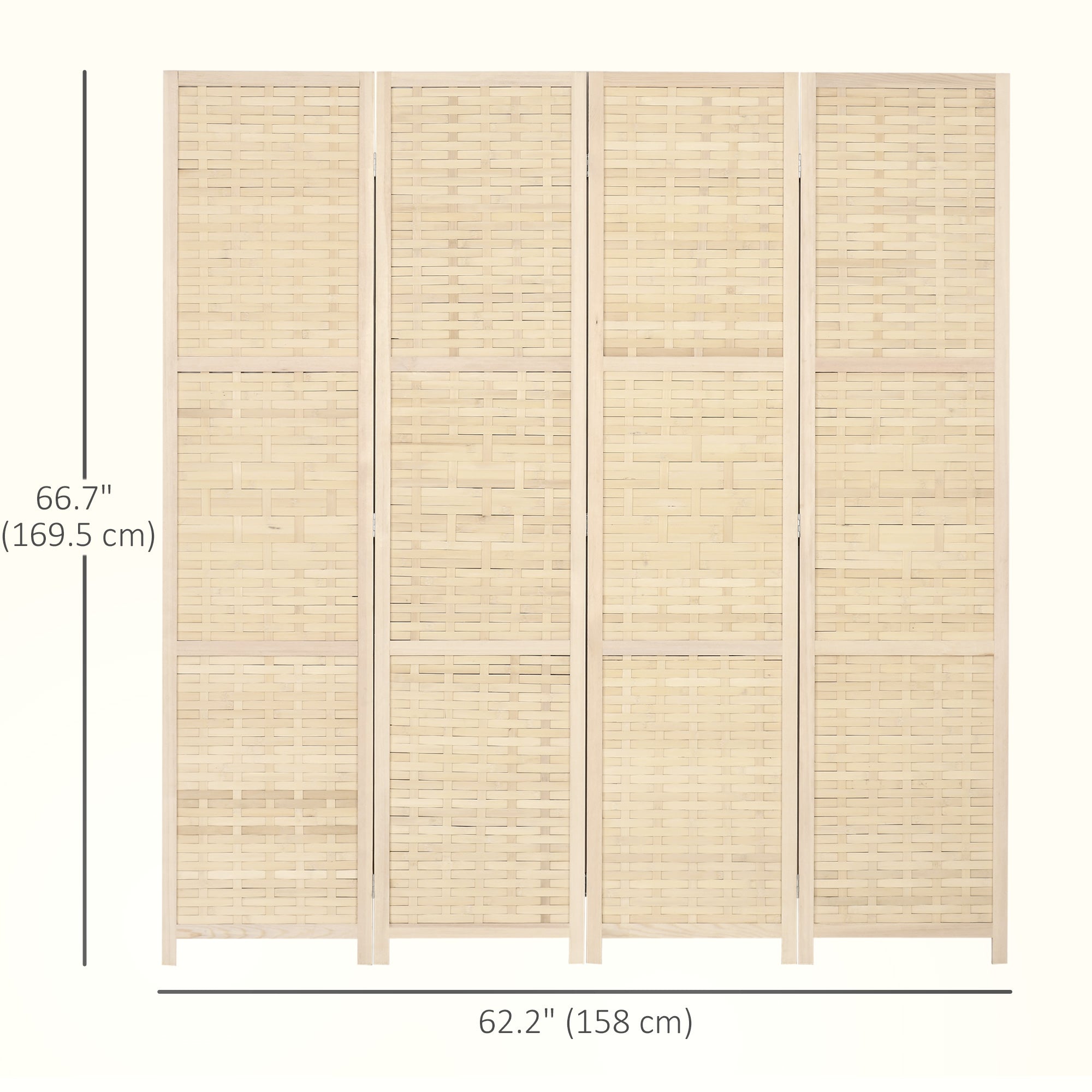 Aosom 4-Panel Bamboo Room Divider - 5.6' Folding Privacy Screen-Home Furnishings > Living Room Furniture > Room Dividers-DECOROLALA