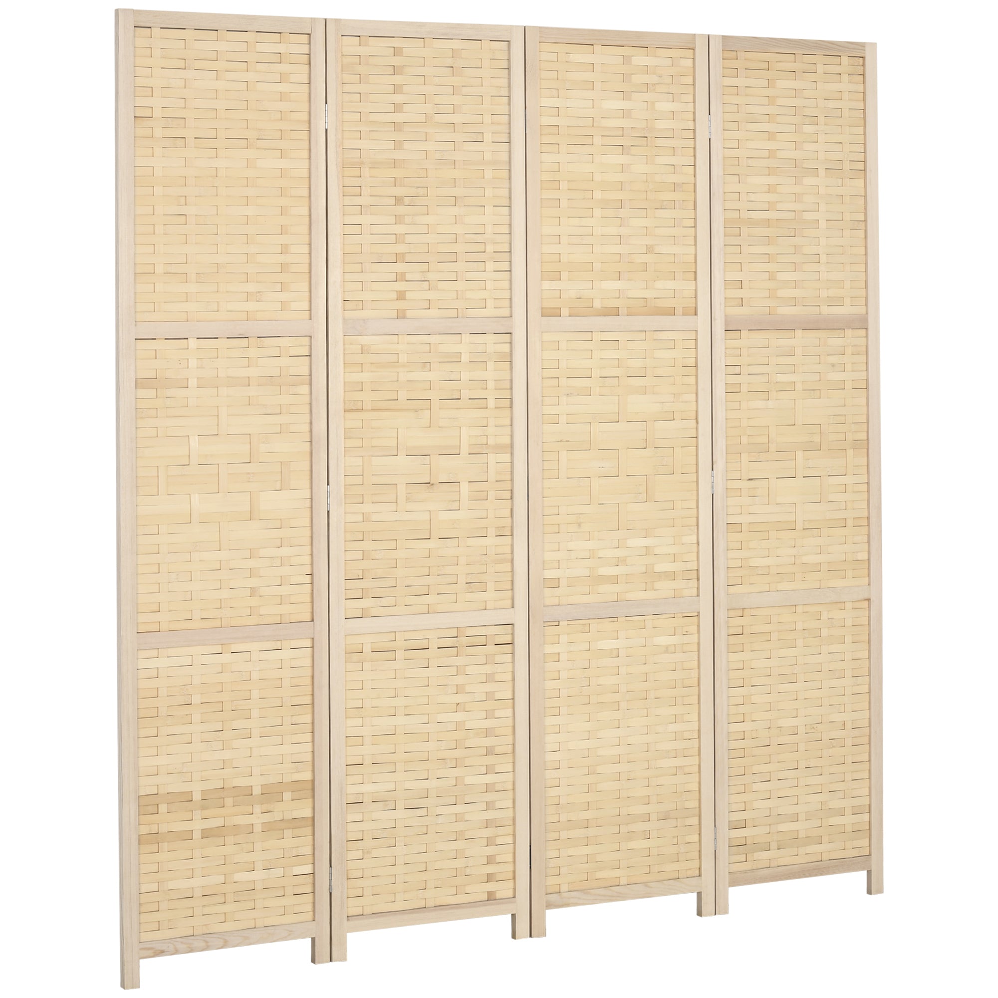 Aosom 4-Panel Bamboo Room Divider - 5.6' Folding Privacy Screen-Home Furnishings > Living Room Furniture > Room Dividers-DECOROLALA