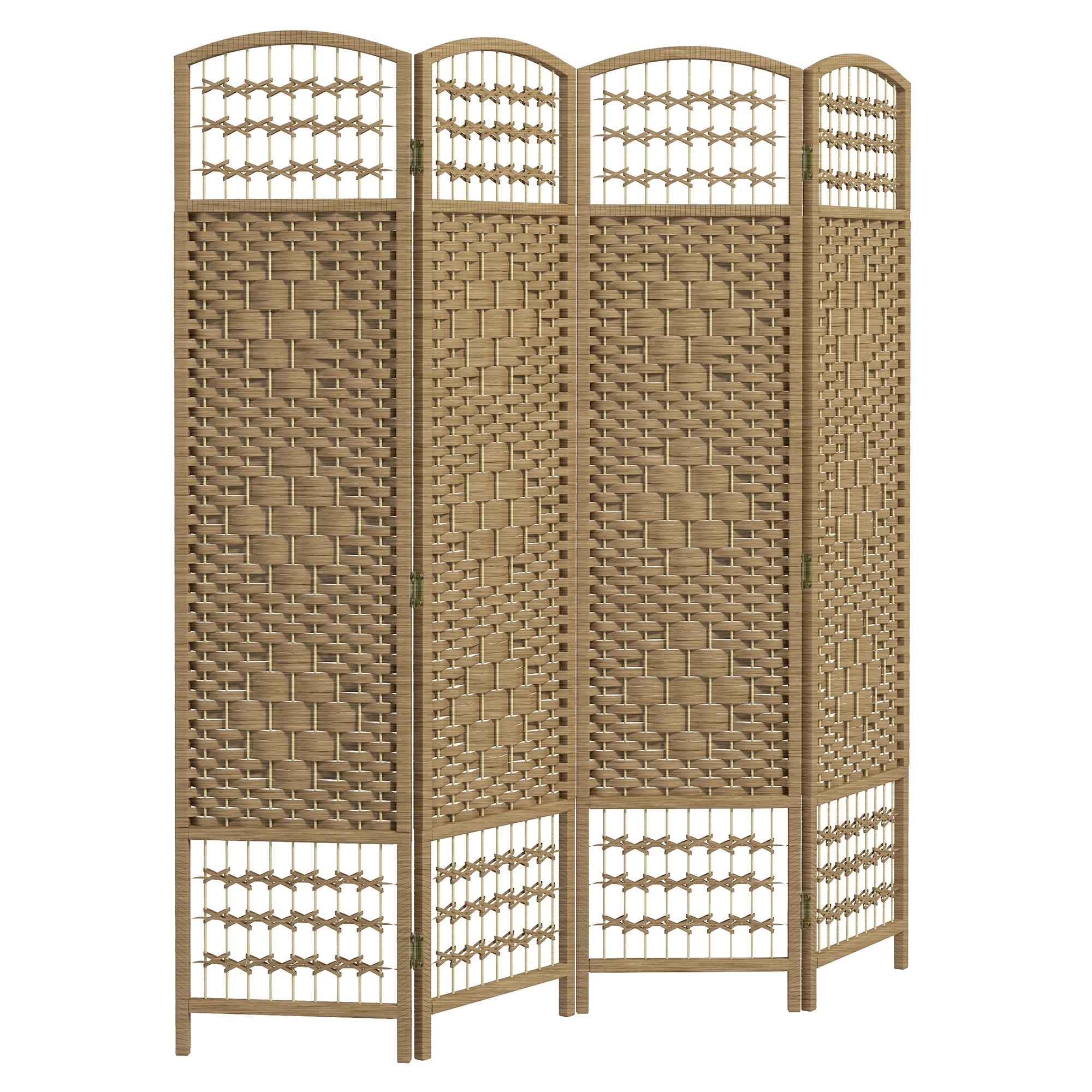 Aosom 4-Panel Folding Room Divider - Natural Fiber Privacy Screen-Home Furnishings > Living Room Furniture > Room Dividers-DECOROLALA