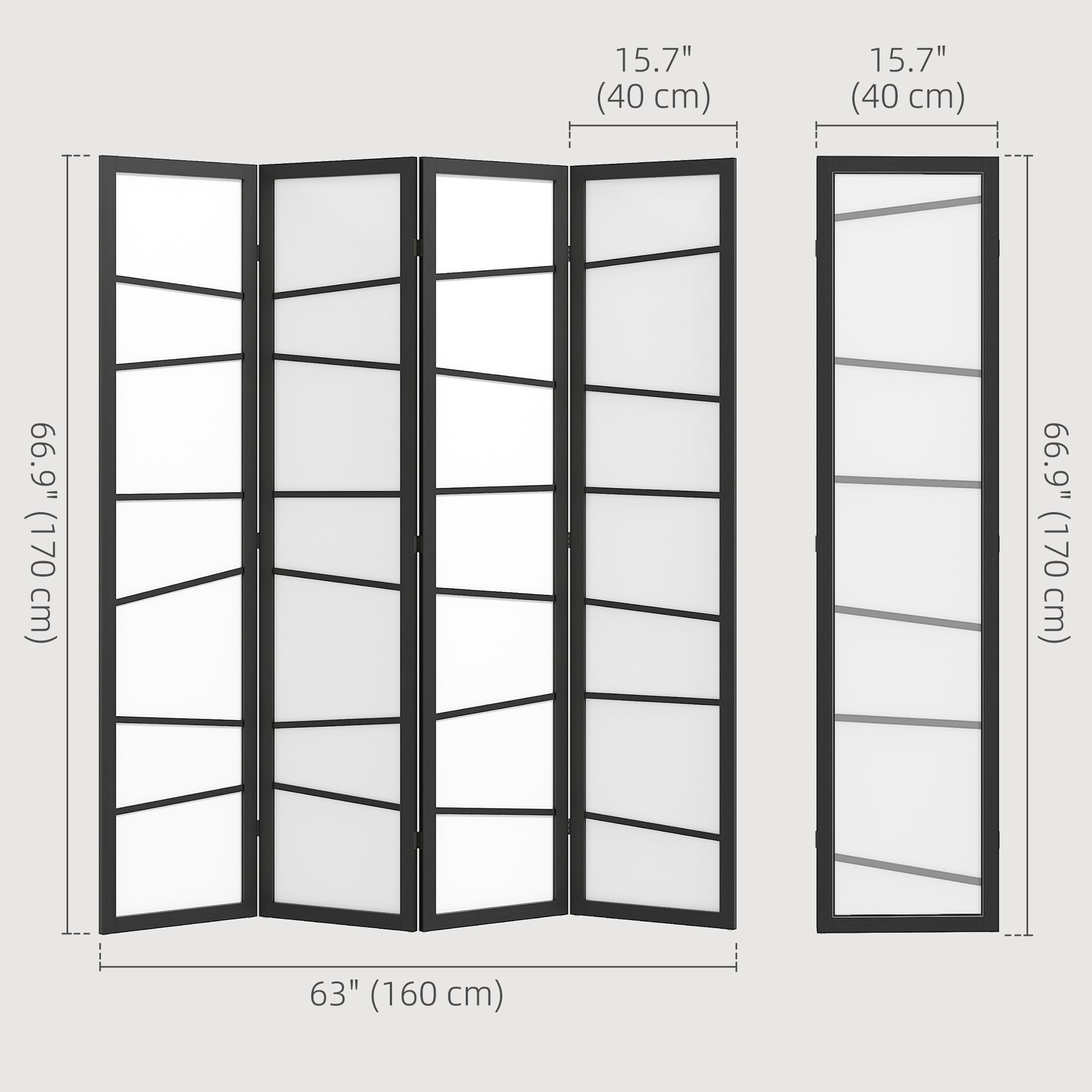 Aosom 4-Panel Folding Room Divider - White Wood 5.6ft Partition-Home Furnishings > Living Room Furniture > Room Dividers-DECOROLALA