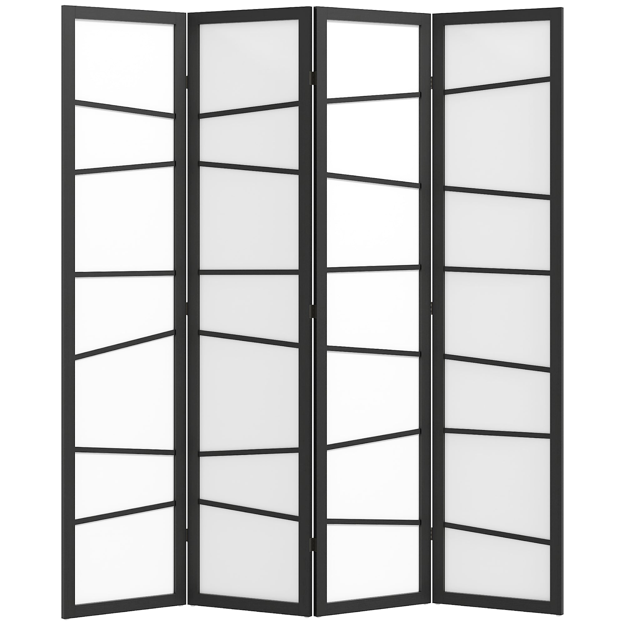 Aosom 4-Panel Folding Room Divider - White Wood 5.6ft Partition-Home Furnishings > Living Room Furniture > Room Dividers-DECOROLALA