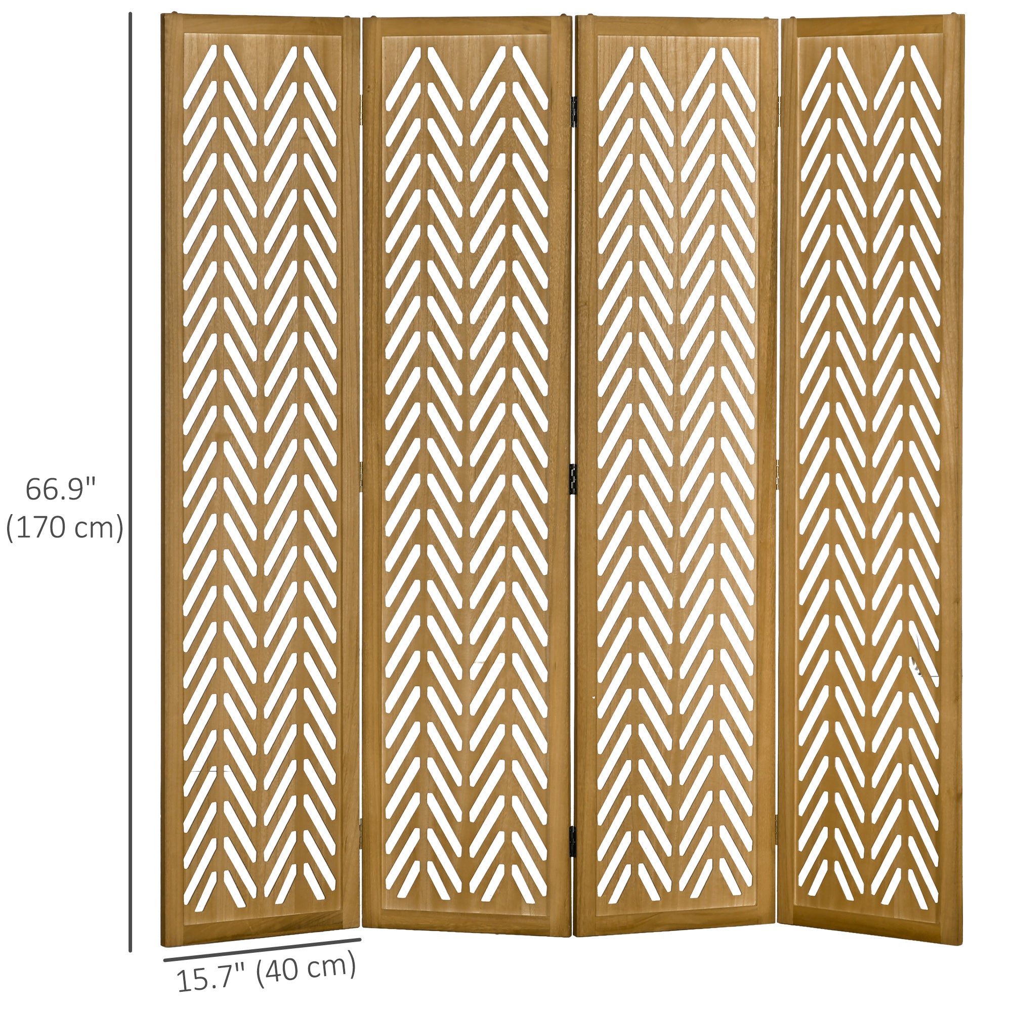 Aosom 4 Panel Wood Room Divider - 5.6ft Light Brown Rustic-Home Furnishings > Living Room Furniture > Room Dividers-DECOROLALA