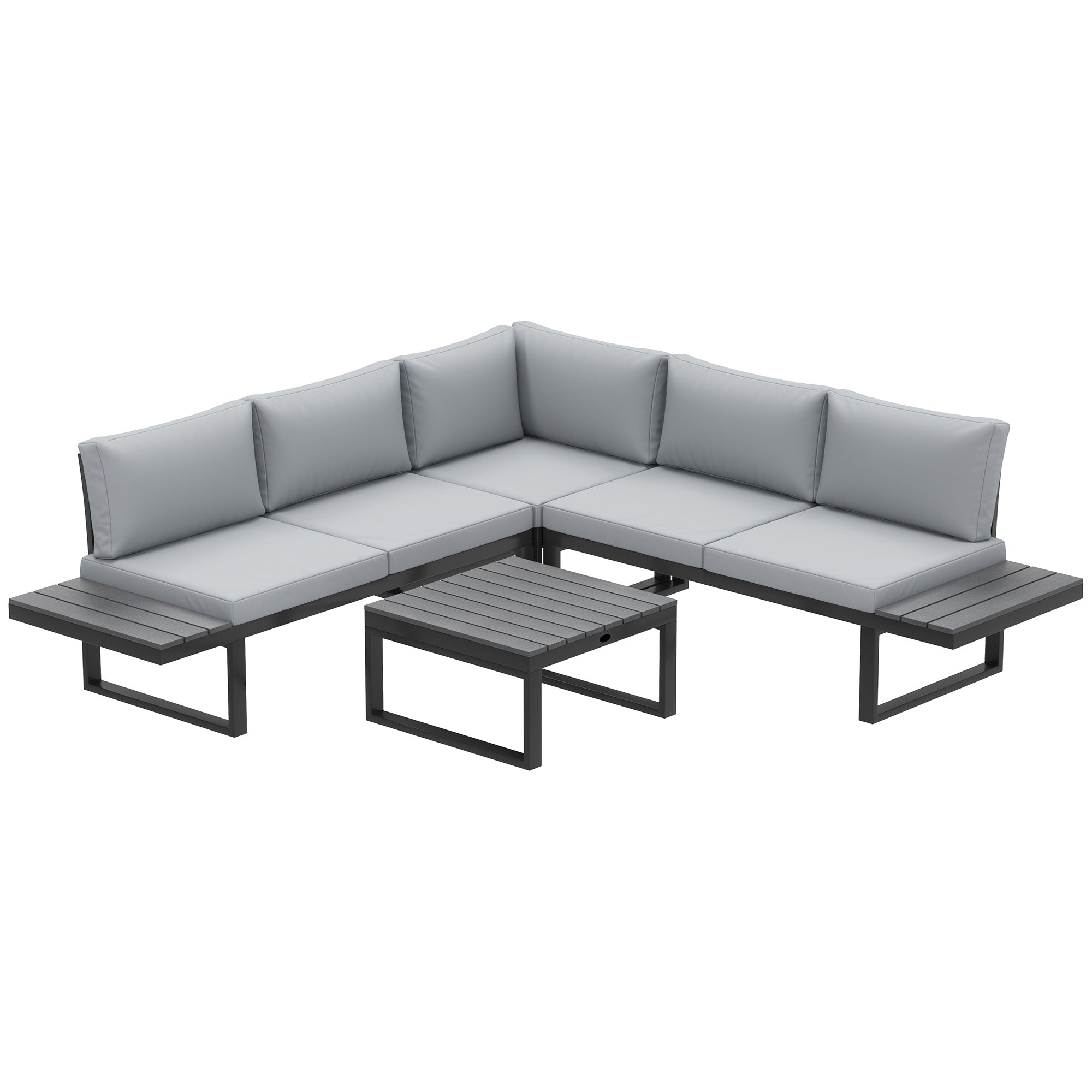 Aosom 4-Piece Outdoor Patio Sectional Sofa Set Black-DECOROLALA