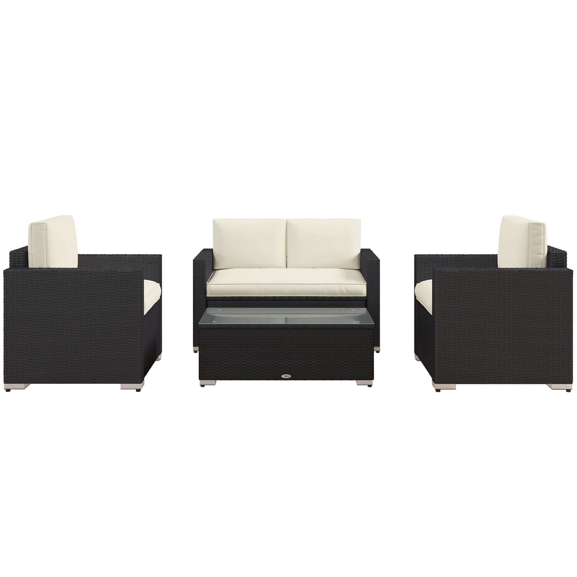 Aosom 4-Piece Outdoor Rattan Wicker Set - Cream-DECOROLALA