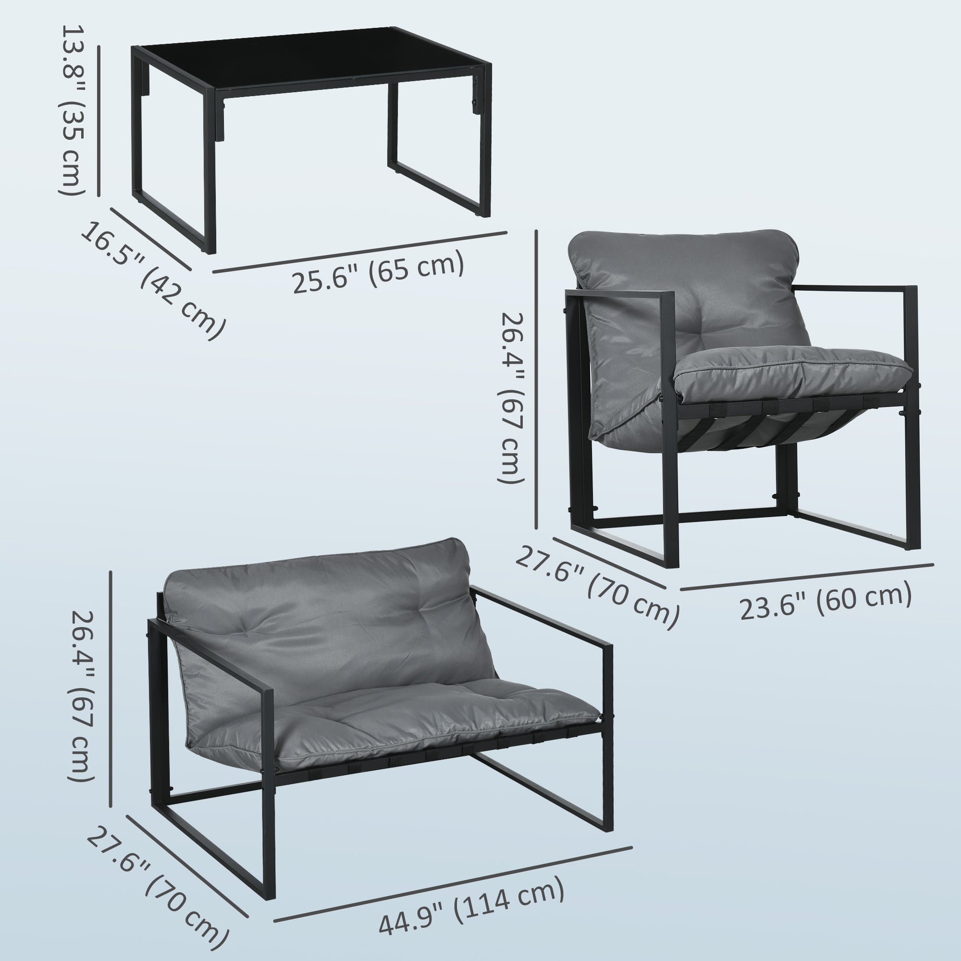 Aosom 4-Piece Patio Conversation Set - Grey-DECOROLALA
