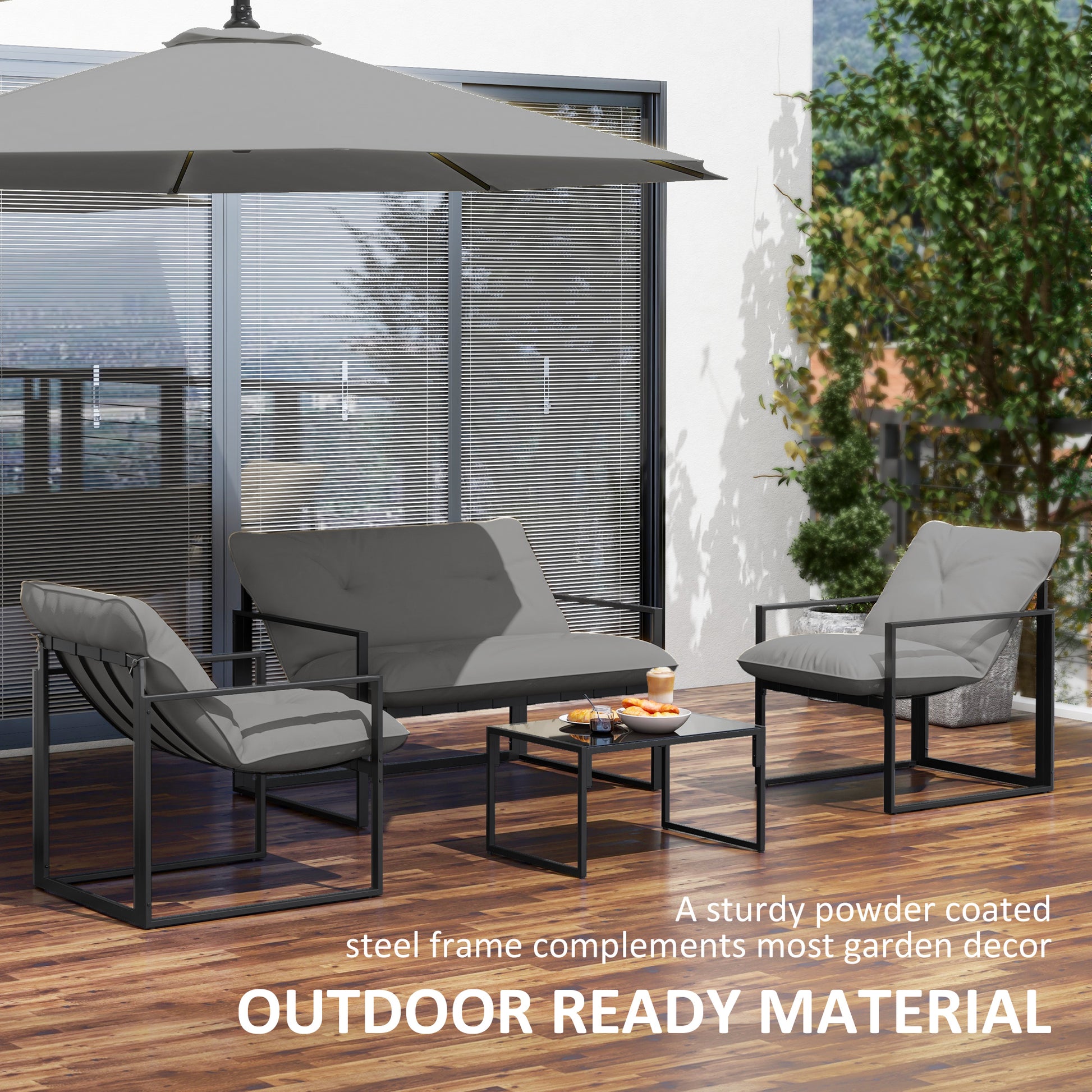 Aosom 4-Piece Patio Conversation Set - Grey-DECOROLALA