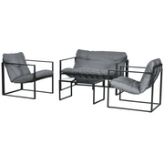 Aosom 4-Piece Patio Conversation Set - Grey-DECOROLALA