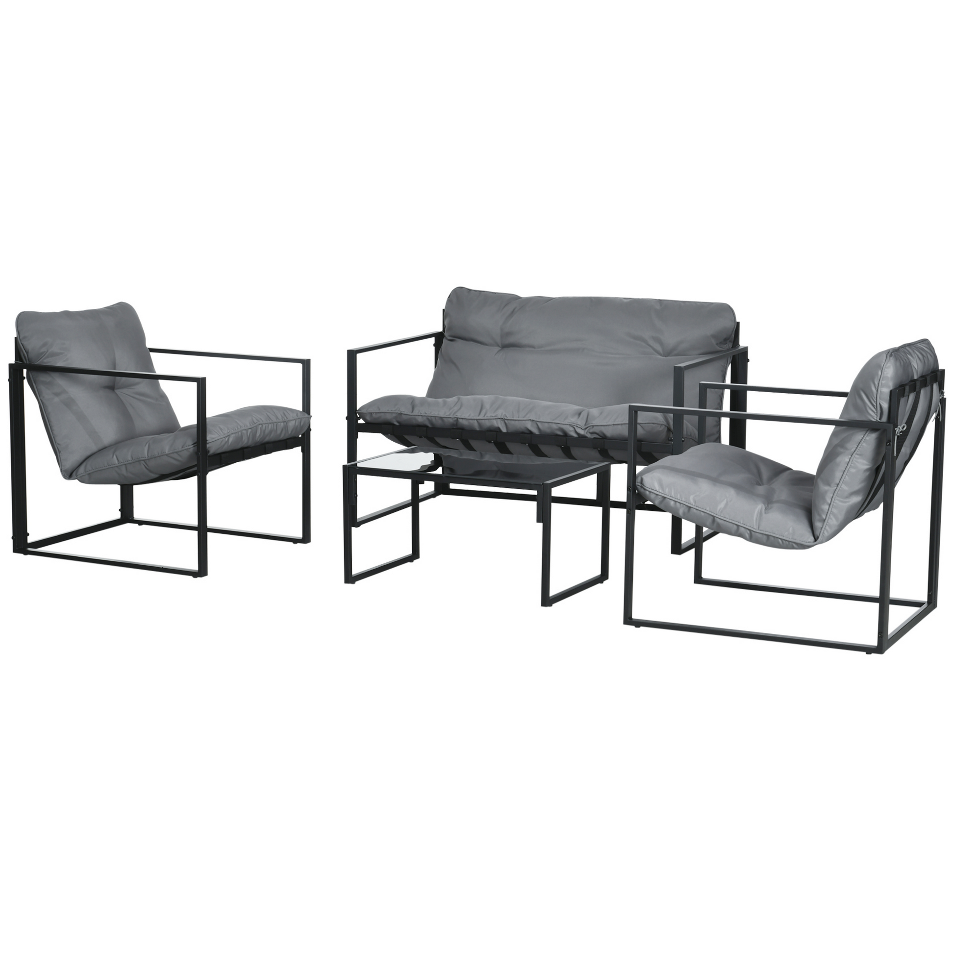Aosom 4-Piece Patio Conversation Set - Grey-DECOROLALA