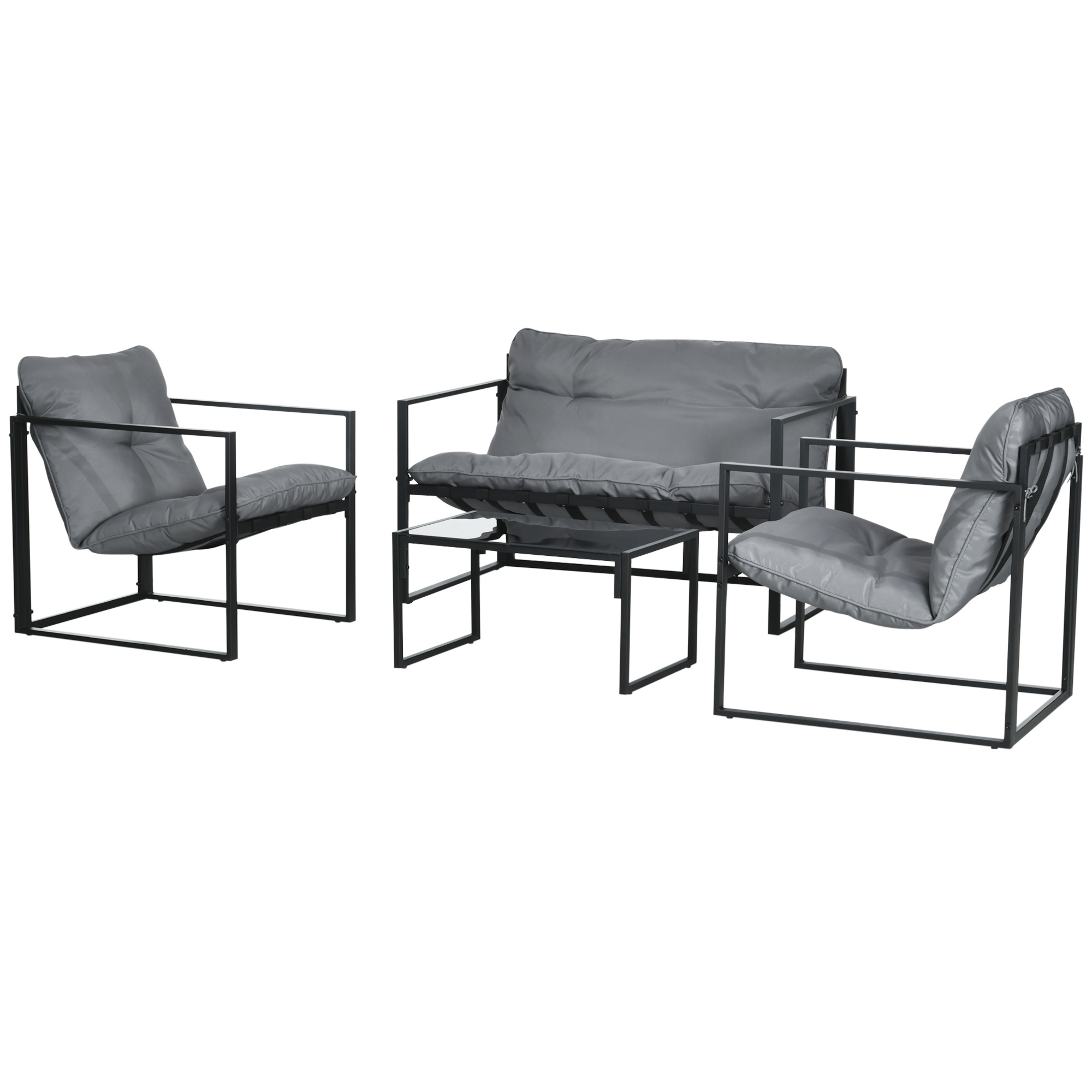 Aosom 4-Piece Patio Conversation Set - Grey-DECOROLALA
