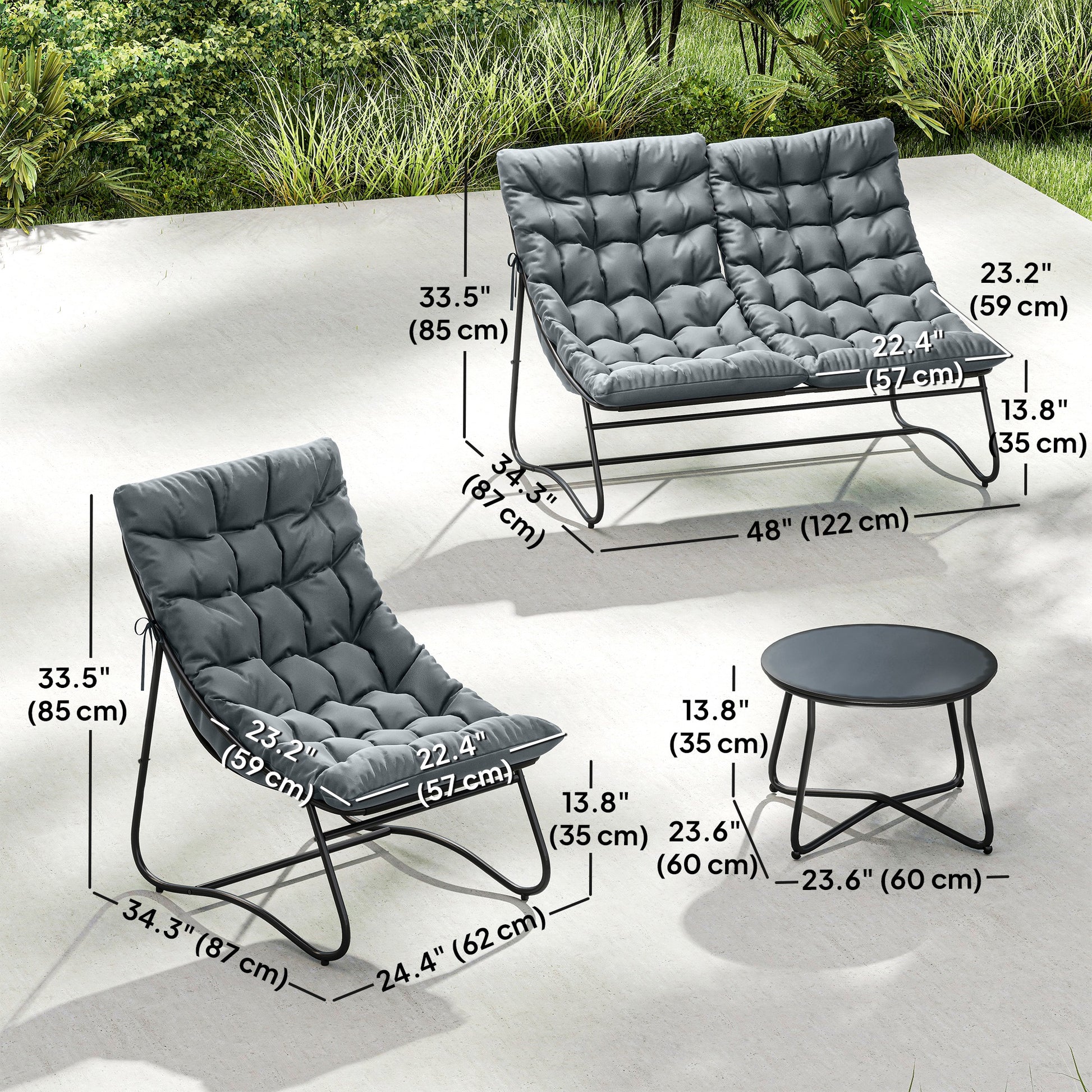 Aosom 4 Piece Patio Furniture Set - Grey Loveseat-DECOROLALA