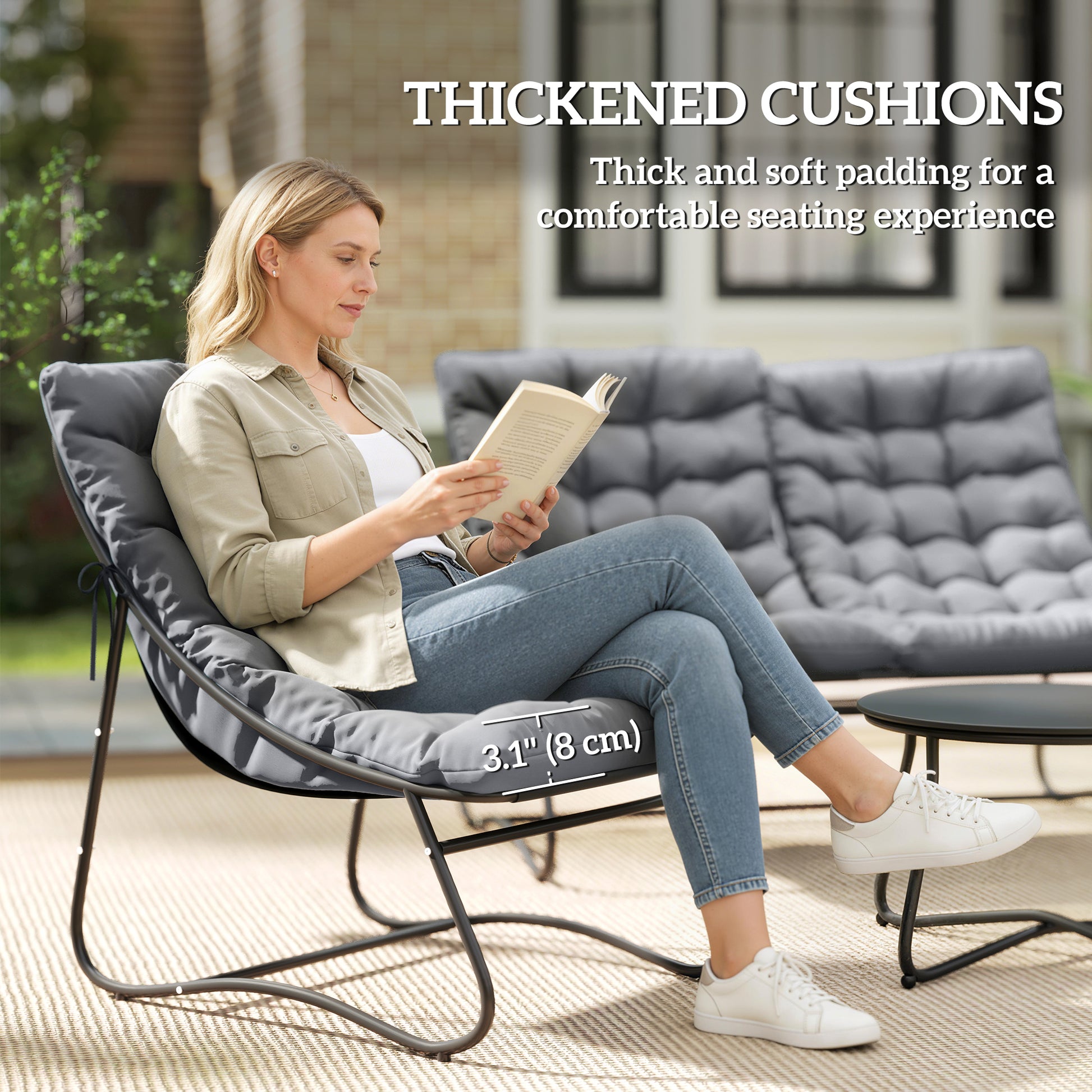 Aosom 4 Piece Patio Furniture Set - Grey Loveseat-DECOROLALA