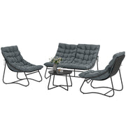 Aosom 4 Piece Patio Furniture Set - Grey Loveseat-DECOROLALA