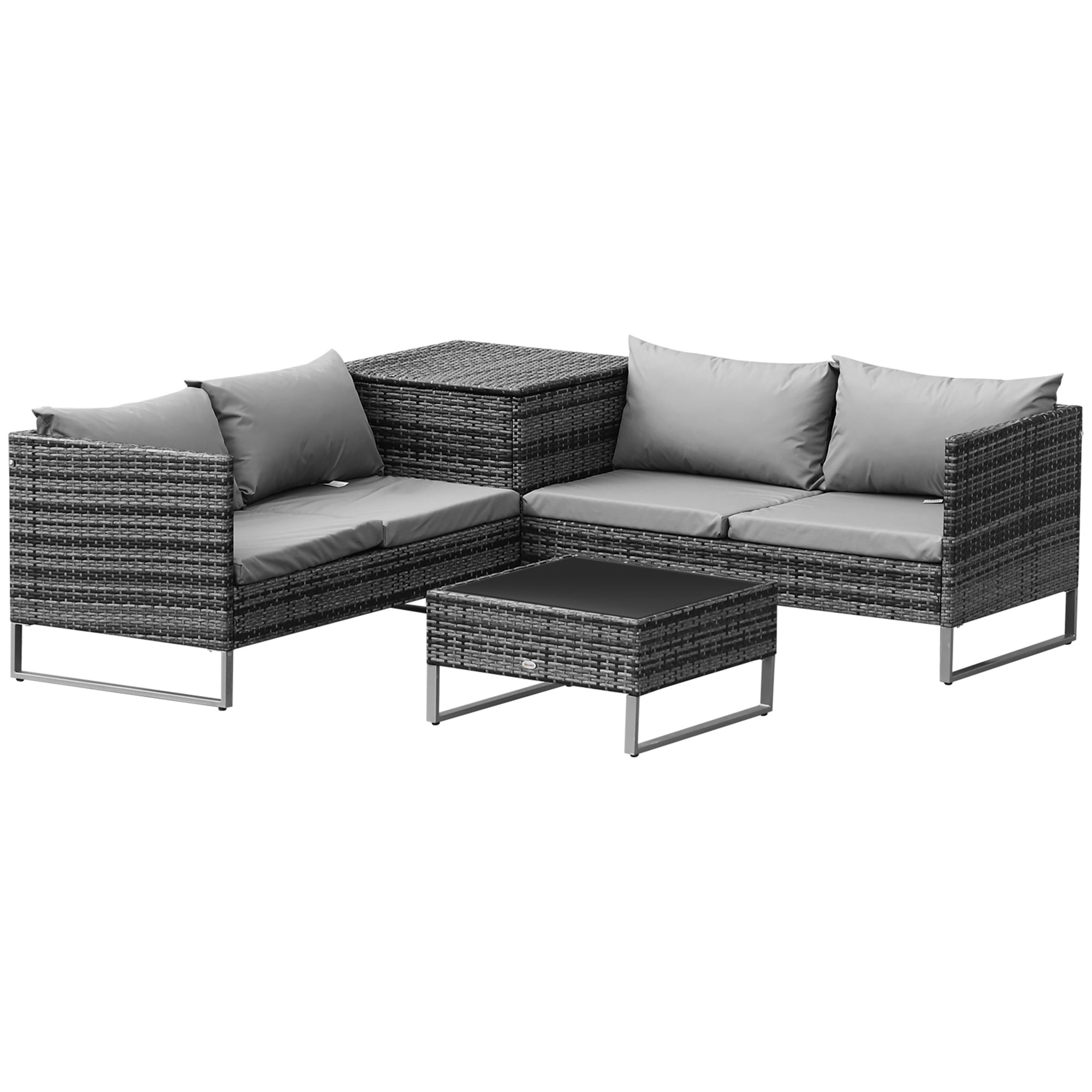 Aosom 4 Piece Patio Furniture Set - Grey Rattan-DECOROLALA
