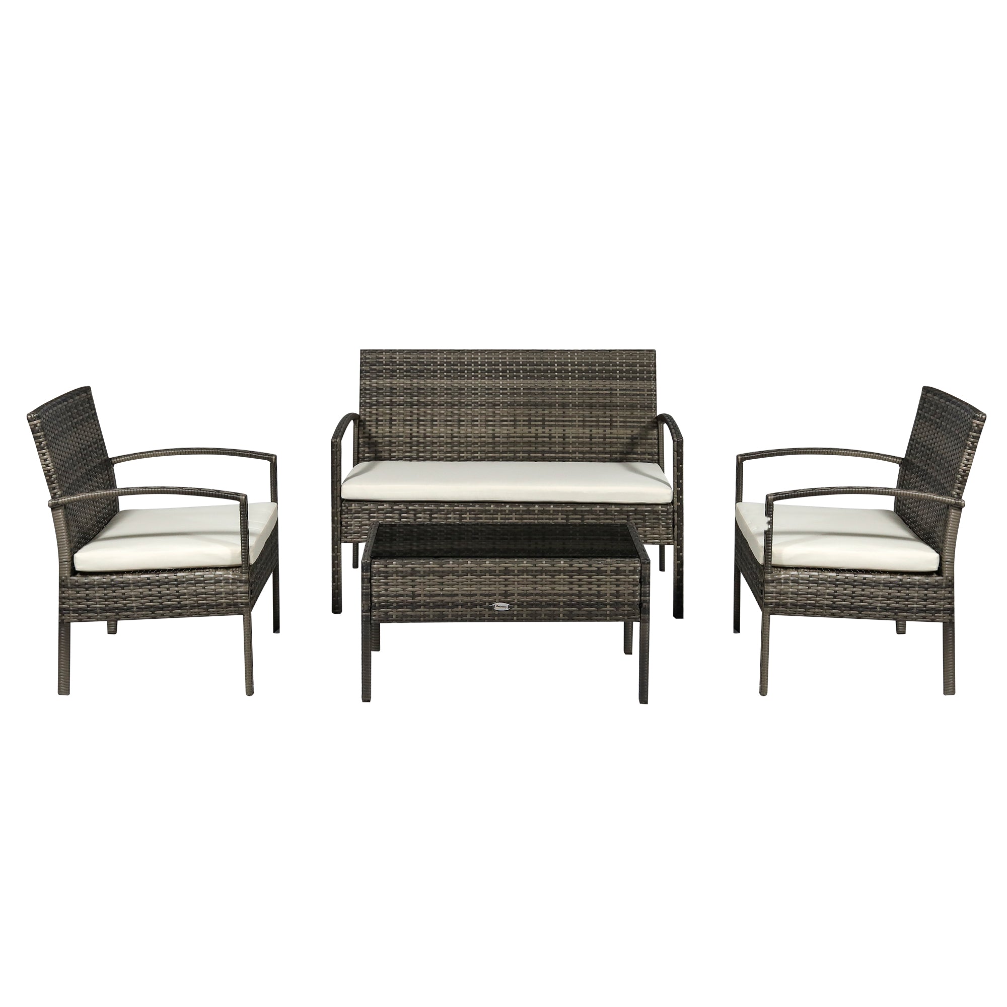 Aosom 4-Piece Patio Furniture Set - Grey Rattan-DECOROLALA