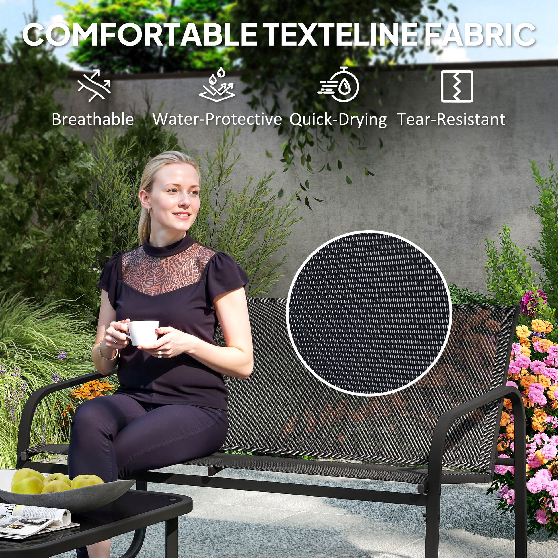 Aosom 4-Piece Patio Set - 2 Loveseats, 2 Armchairs, Black-DECOROLALA