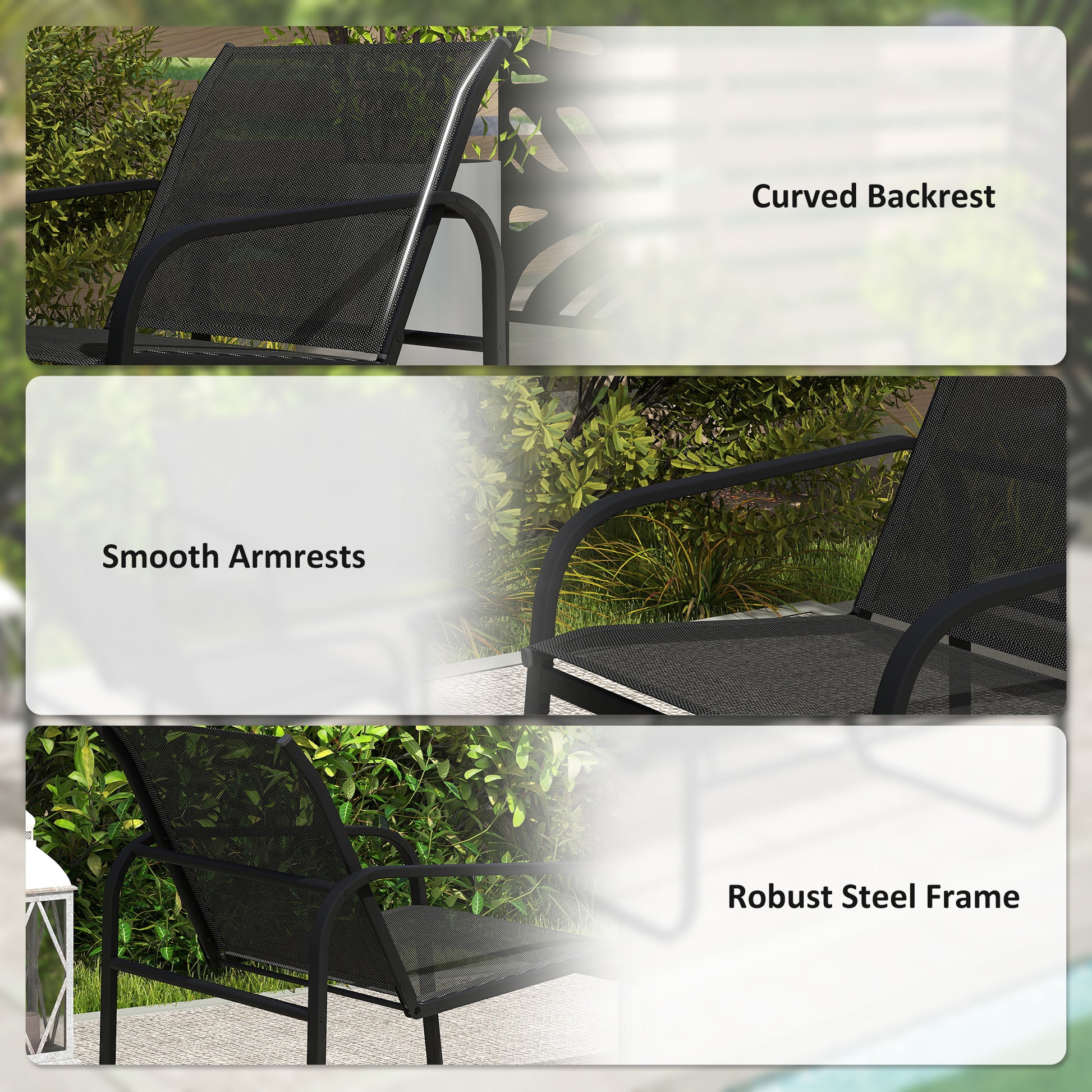 Aosom 4-Piece Patio Set - 2 Loveseats, 2 Armchairs, Black-DECOROLALA