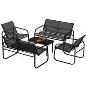 Aosom 4-Piece Patio Set - 2 Loveseats, 2 Armchairs, Black-DECOROLALA