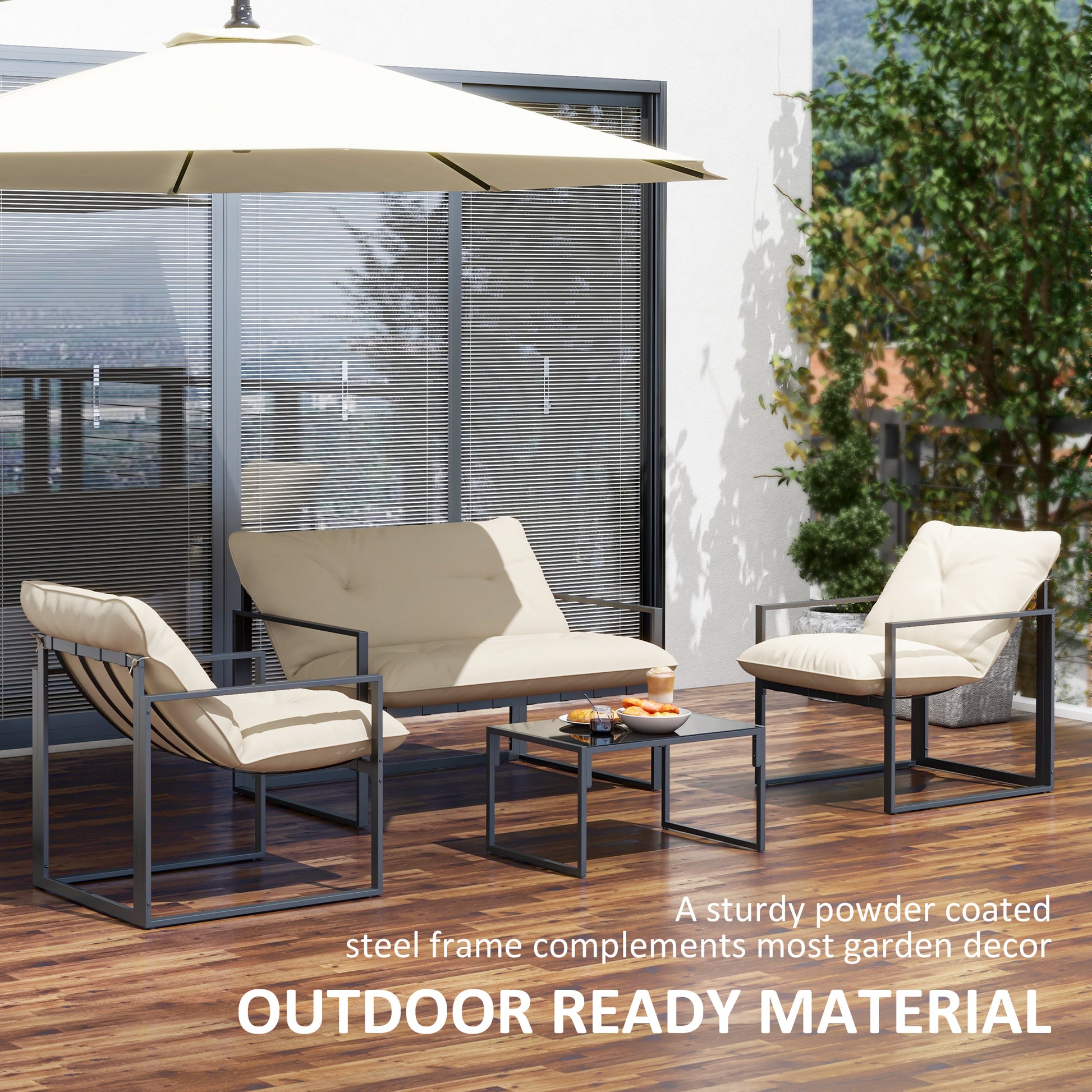 Aosom 4 Piece Patio Set - Beige Conversation Furniture-DECOROLALA