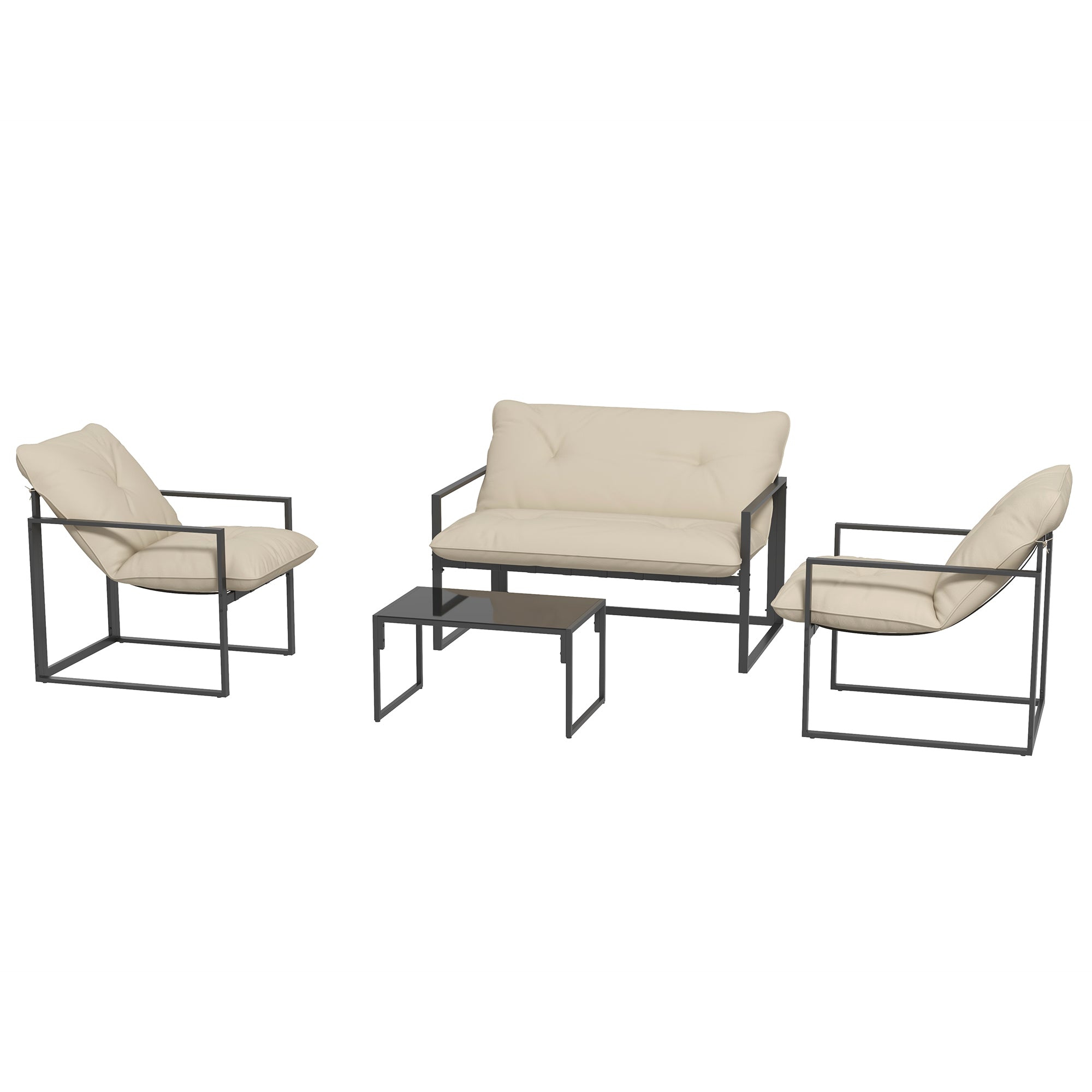 Aosom 4 Piece Patio Set - Beige Conversation Furniture-DECOROLALA