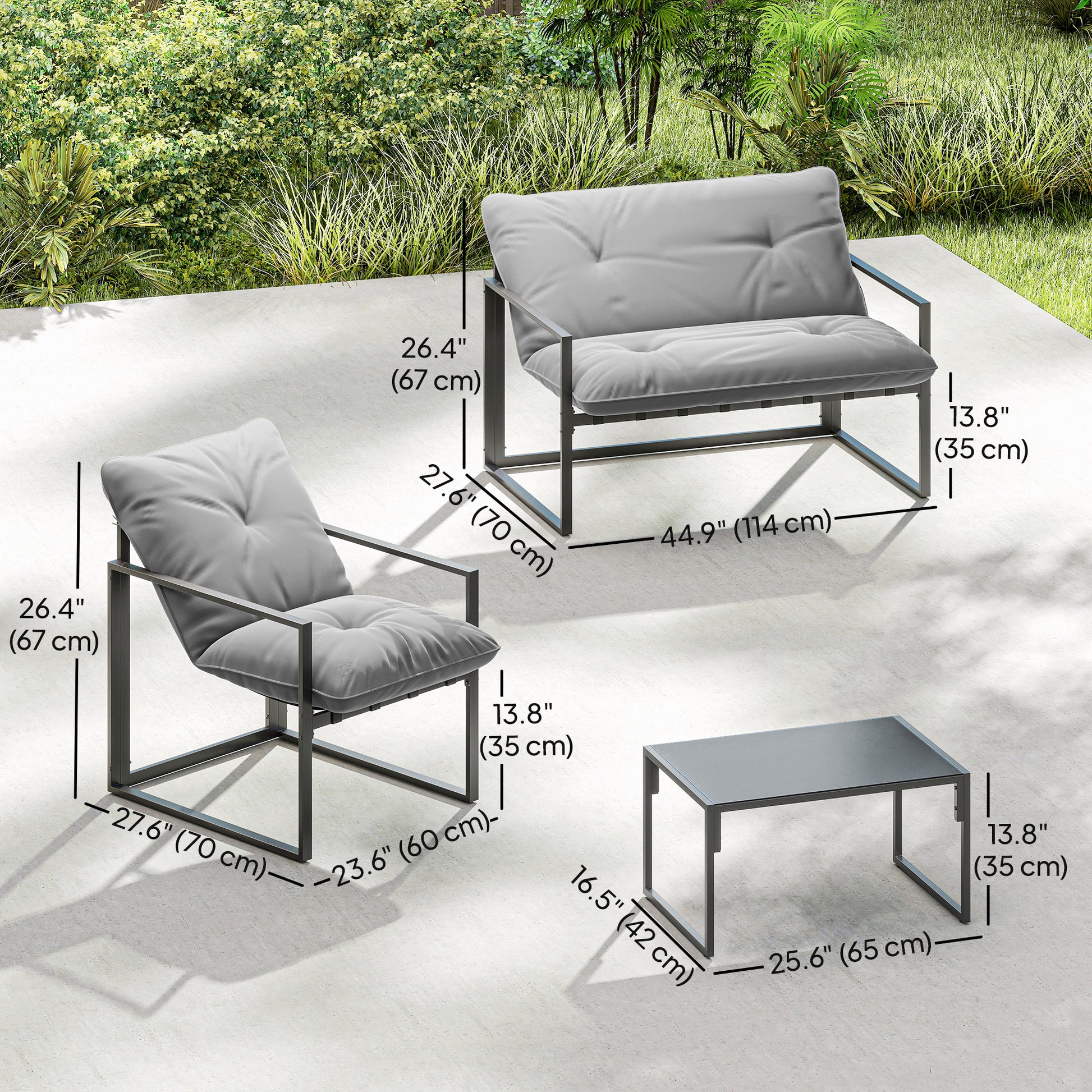 Aosom 4 Piece Patio Set - Light Grey Conversation-DECOROLALA