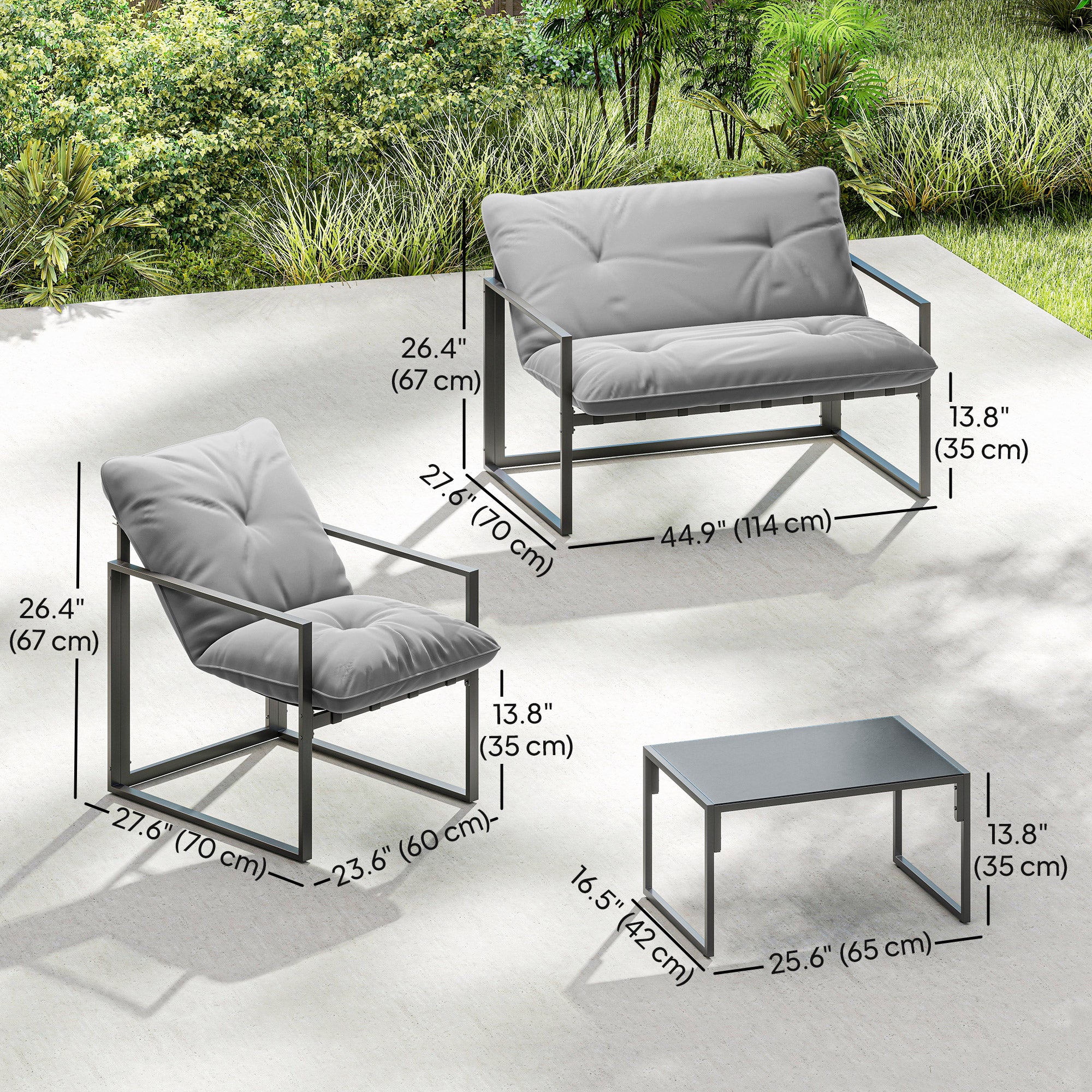 Aosom 4 Piece Patio Set - Light Grey Conversation-DECOROLALA
