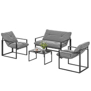Aosom 4 Piece Patio Set - Light Grey Conversation-DECOROLALA