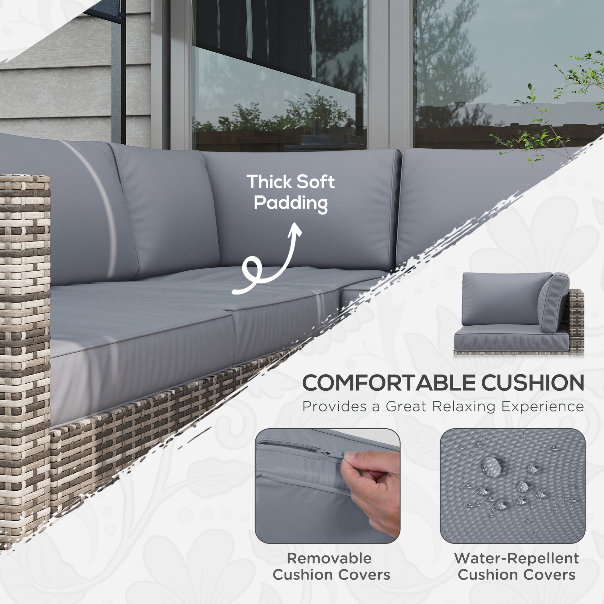 Aosom 4-Piece Rattan Patio Furniture Set - Grey-DECOROLALA