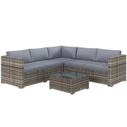 Aosom 4-Piece Rattan Patio Furniture Set - Grey-DECOROLALA
