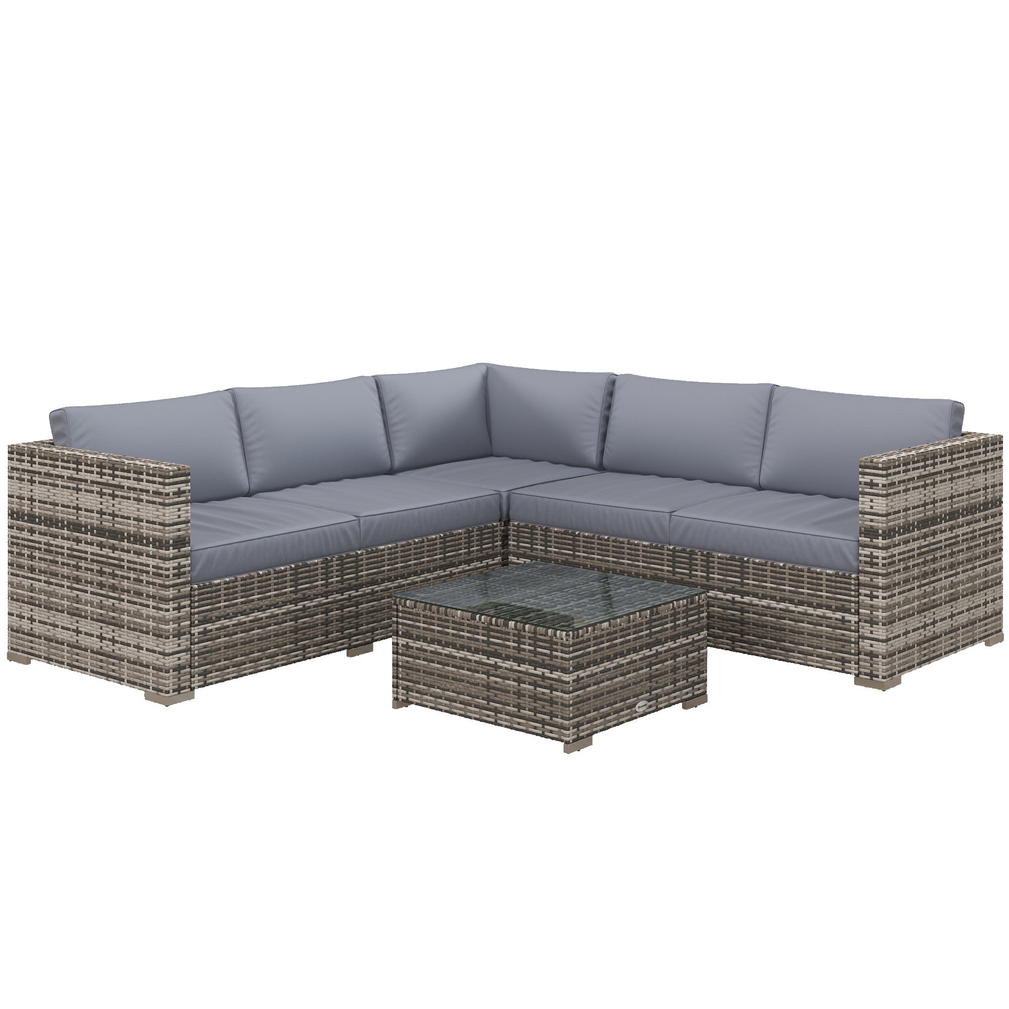 Aosom 4-Piece Rattan Patio Furniture Set - Grey-DECOROLALA
