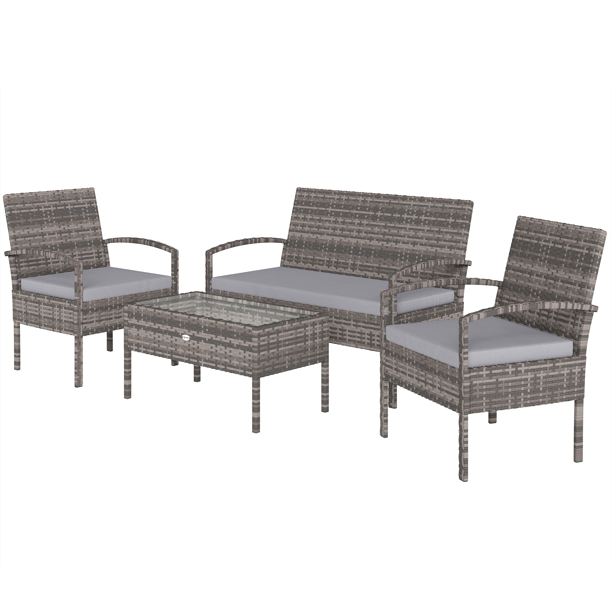 Aosom 4-Piece Rattan Patio Furniture Set - Light Grey-DECOROLALA