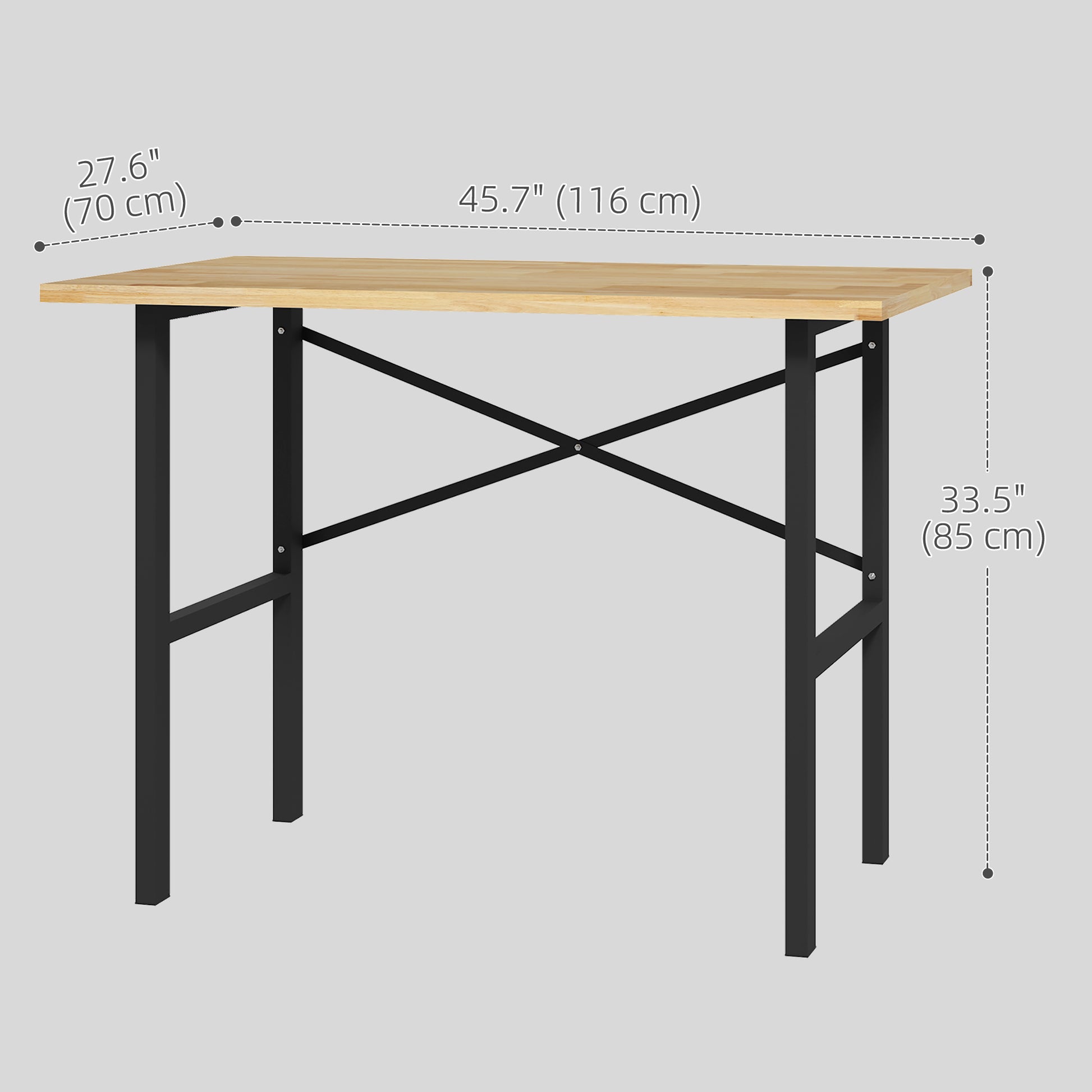 Aosom 46" Oak Wood Workbench - Heavy-Duty Steel Work Table-Home Improvement > Tools > Tool Organizers-DECOROLALA