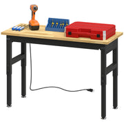 Aosom 48" Adjustable Workbench - 2000 lbs Capacity Rubberwood Top-Home Improvement > Tools > Tool Organizers-DECOROLALA