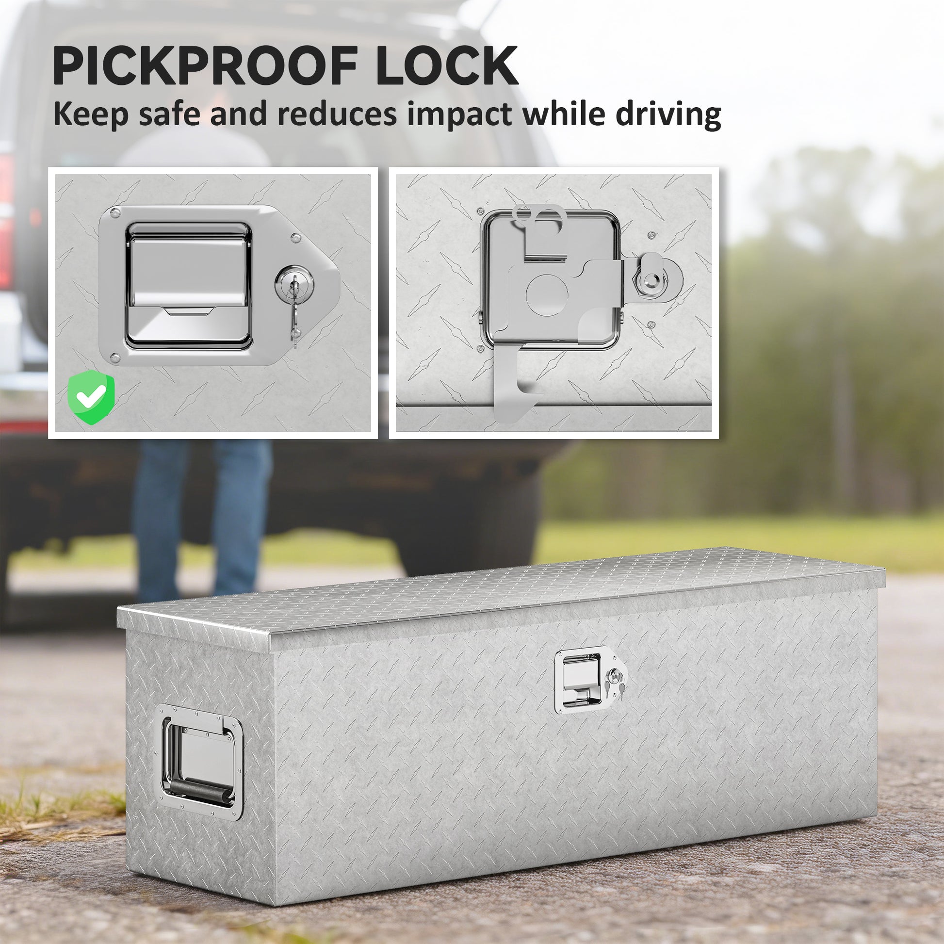 Aosom 48" Aluminum Truck Bed Tool Box - 33 Gal Silver-Home Improvement > Tools > Tool Organizers-DECOROLALA