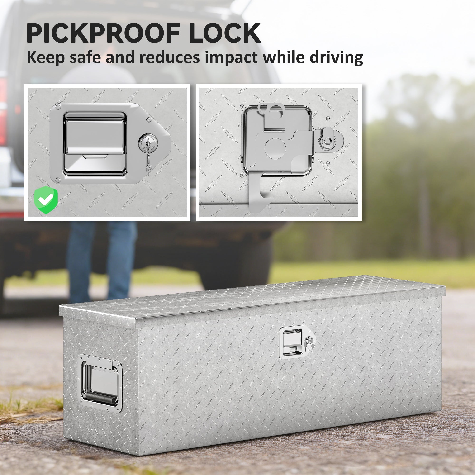 Aosom 48" Aluminum Truck Bed Tool Box - 33 Gal Silver-Home Improvement > Tools > Tool Organizers-DECOROLALA