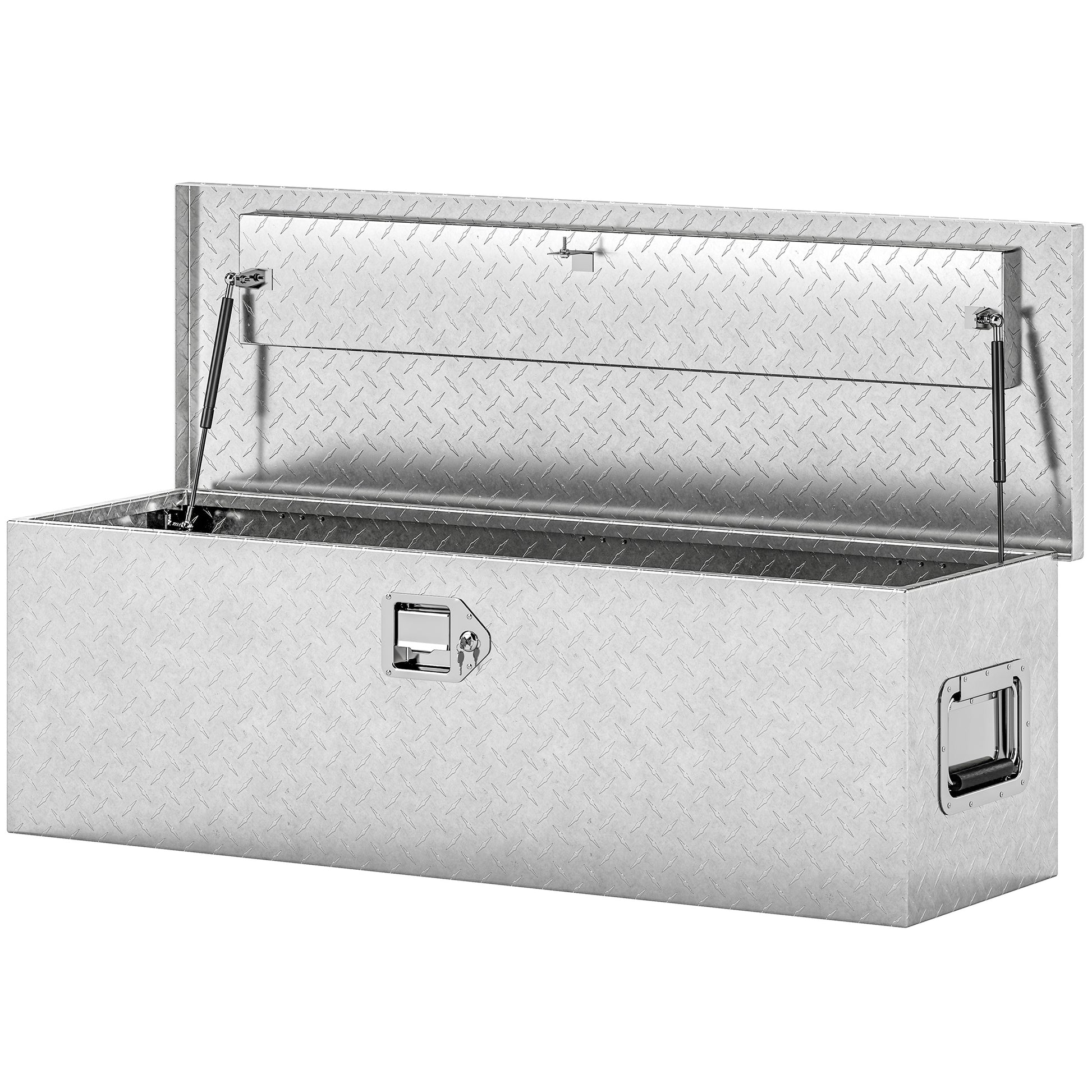 Aosom 48" Aluminum Truck Bed Tool Box - 33 Gal Silver-Home Improvement > Tools > Tool Organizers-DECOROLALA