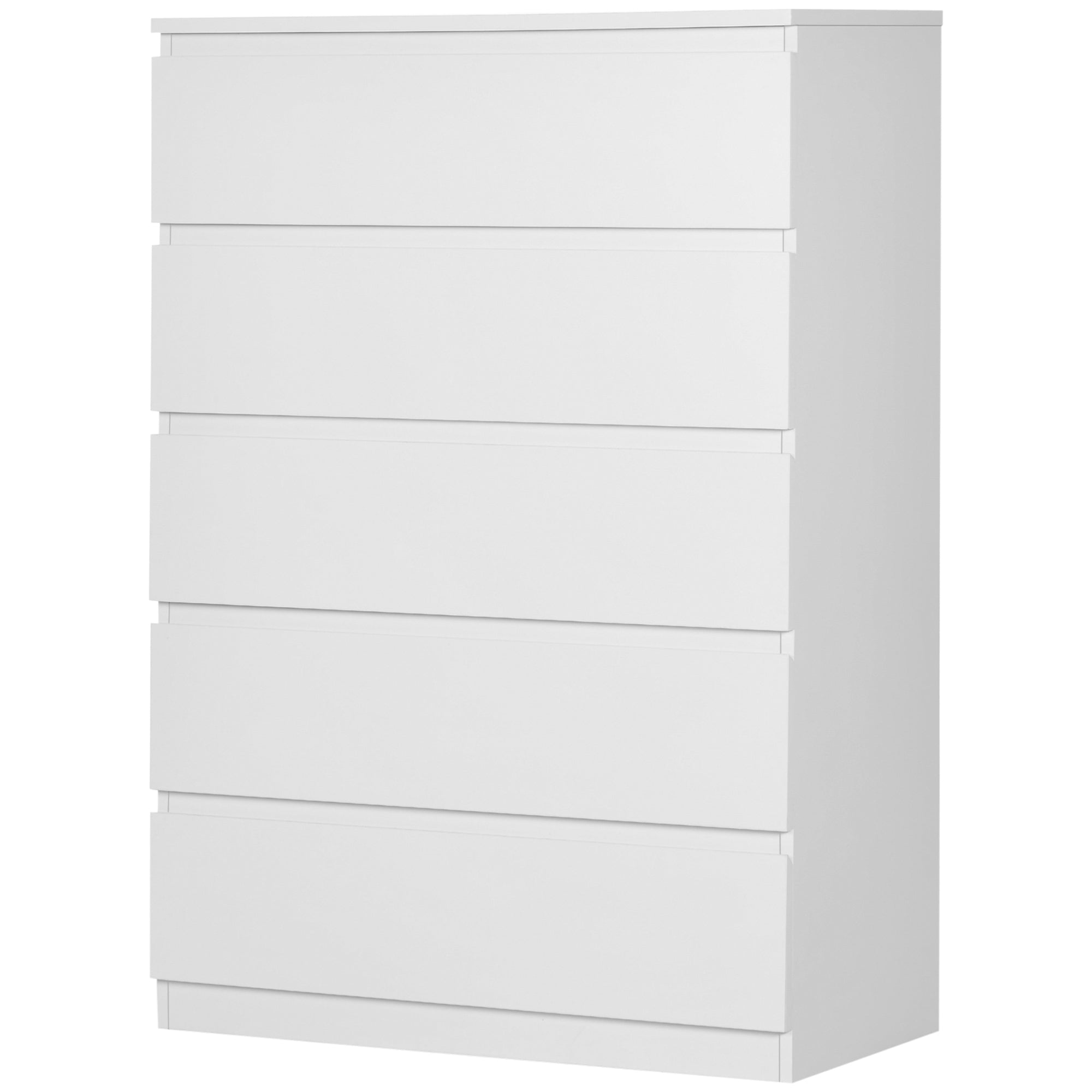 Aosom 5-Drawer Dresser - White Modern MDF Chest of Drawers-DECOROLALA
