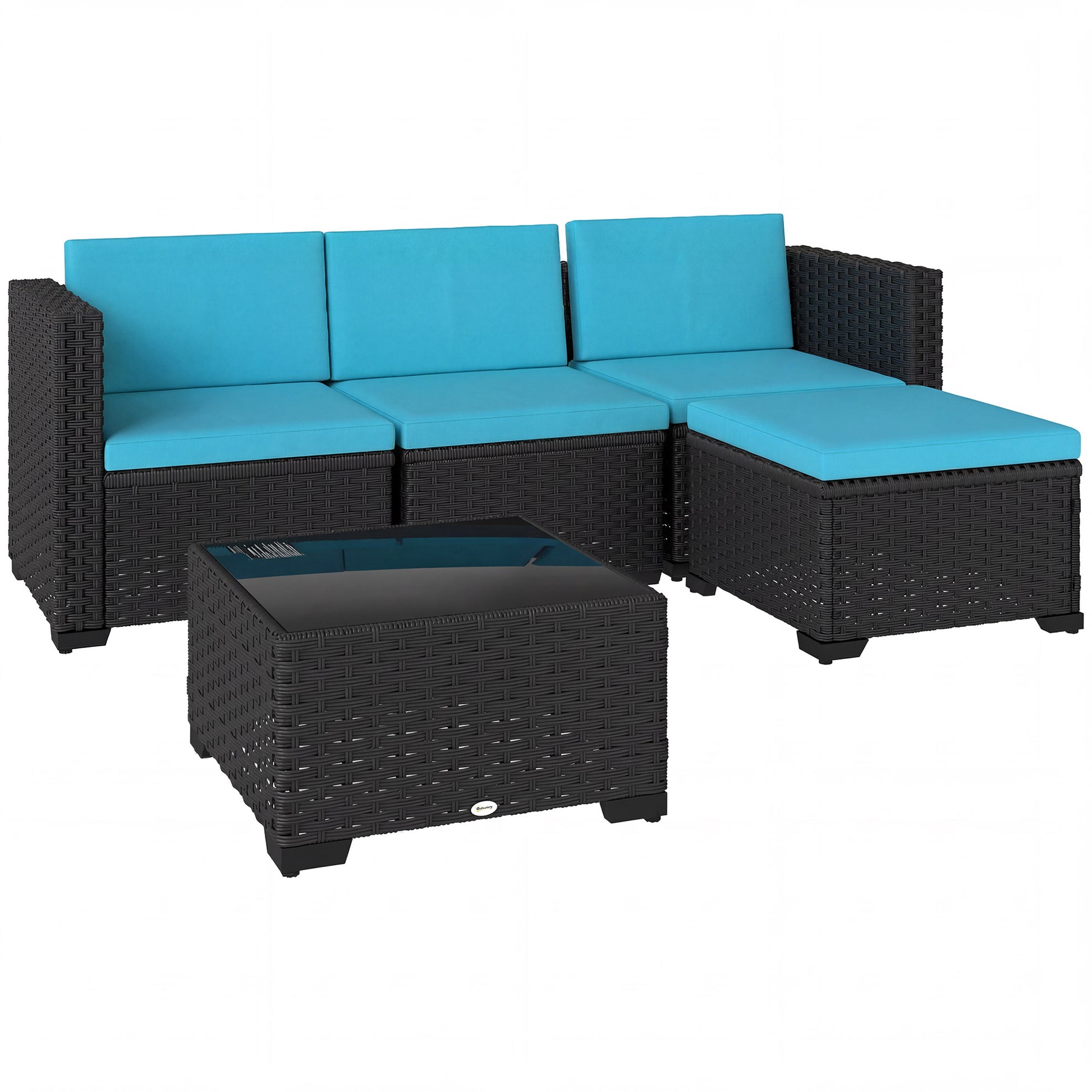 Aosom 5-Piece Wicker Patio Sectional Set - Black-DECOROLALA