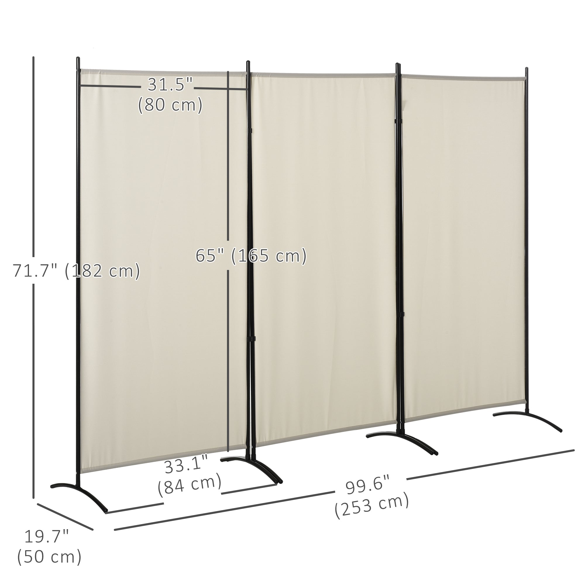Aosom 6' 3-Panel Room Divider - Beige Folding Privacy Screen-Home Furnishings > Living Room Furniture > Room Dividers-DECOROLALA