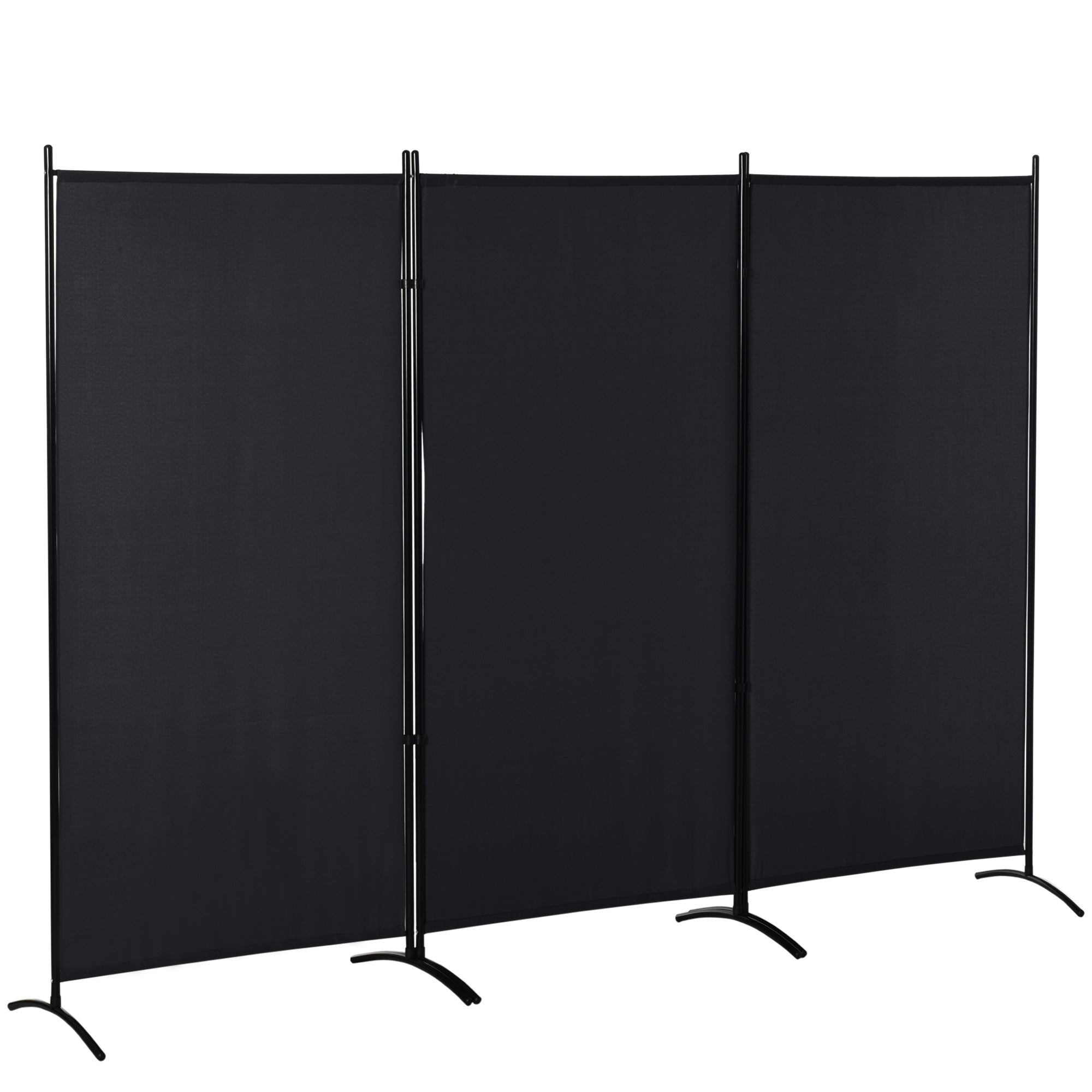 Aosom 6' 3-Panel Room Divider - Black Folding Privacy Screen-Home Furnishings > Living Room Furniture > Room Dividers-DECOROLALA
